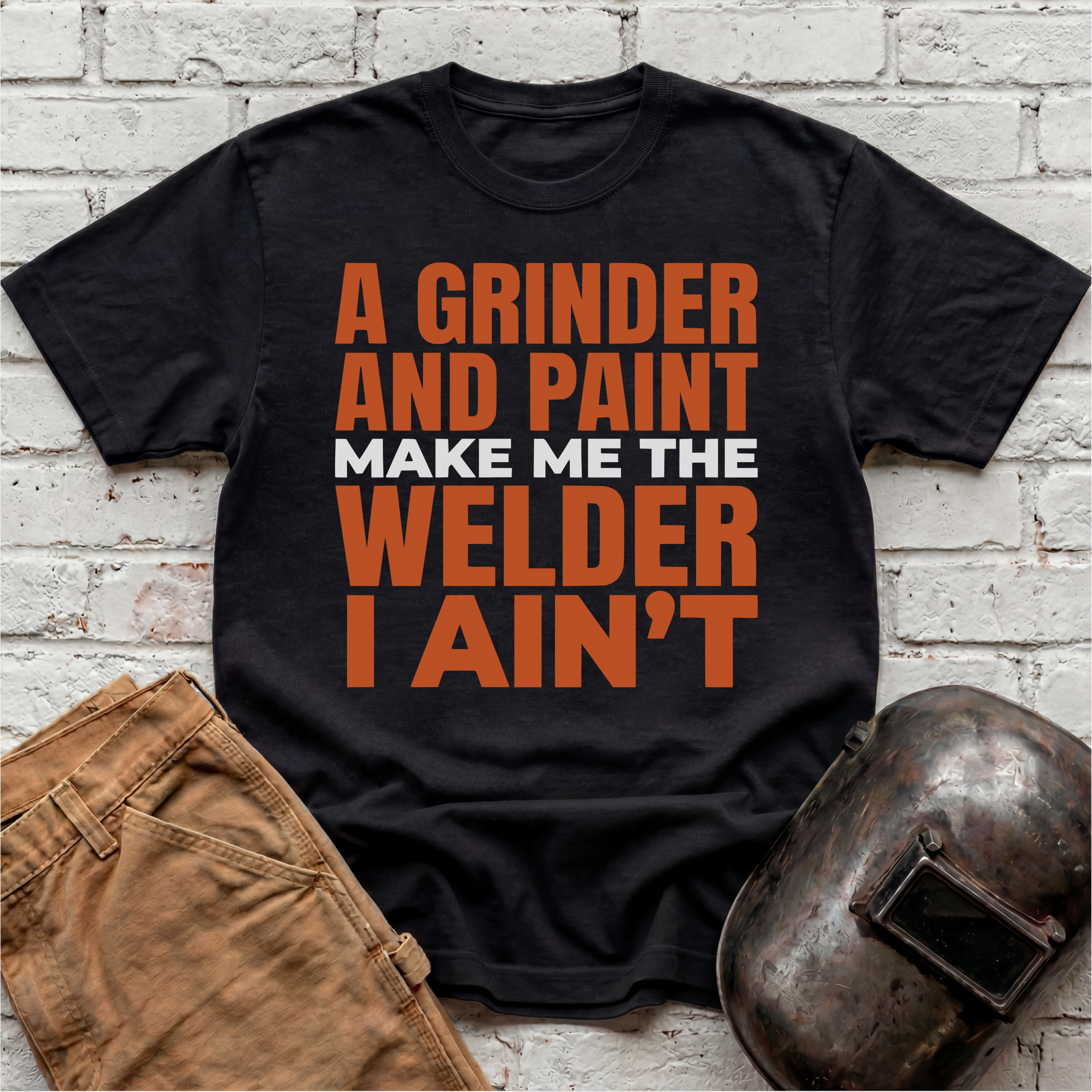 A Grinder and Paint text T-shirt