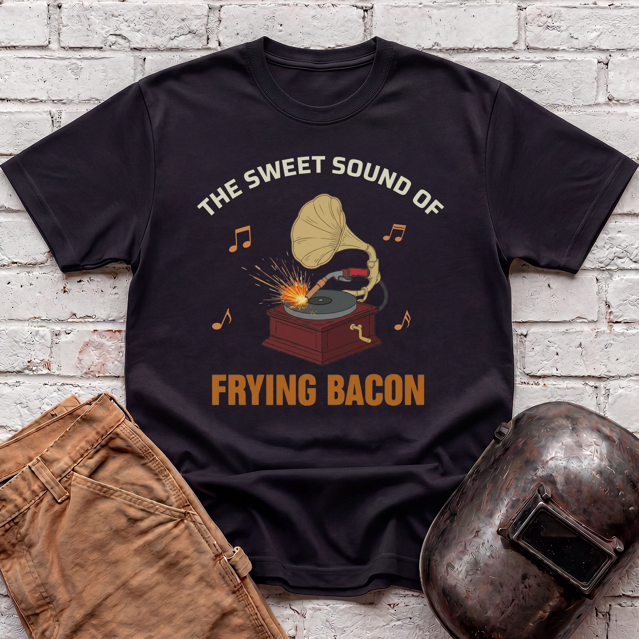 Gramophone Frying Bacon T-shirt