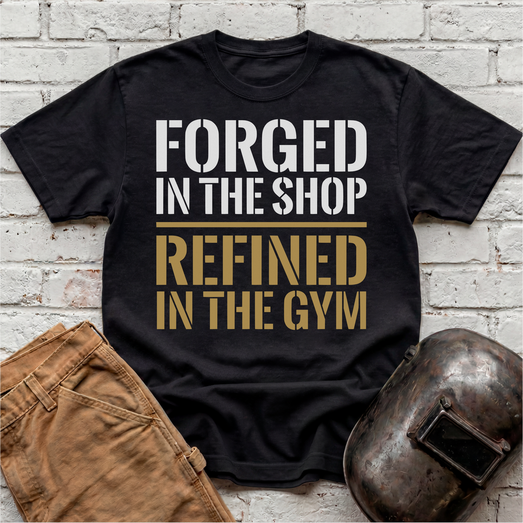 Forged in the Shop, Refined in the Gym T-shirt
