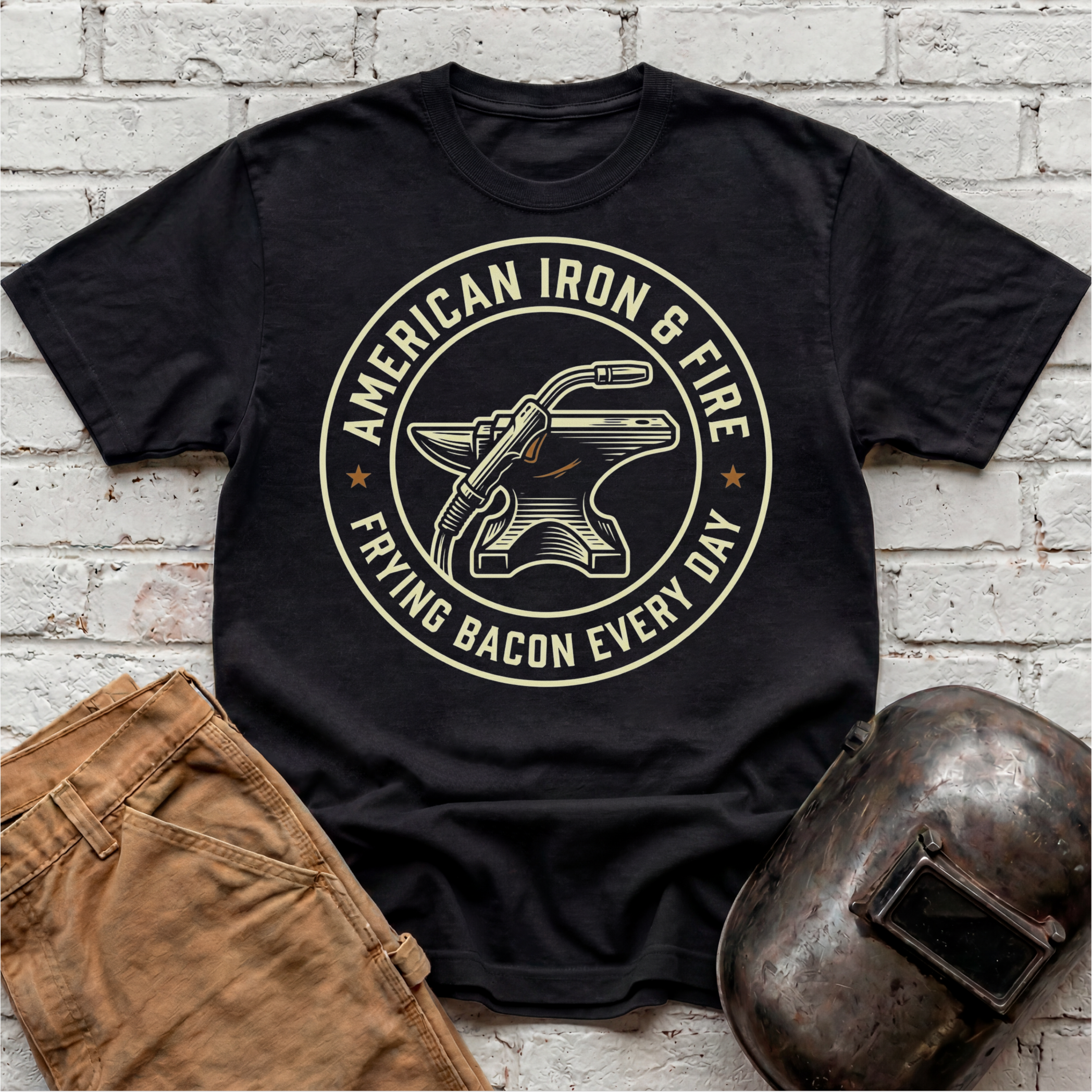 American Iron FRYING BACON T-shirt