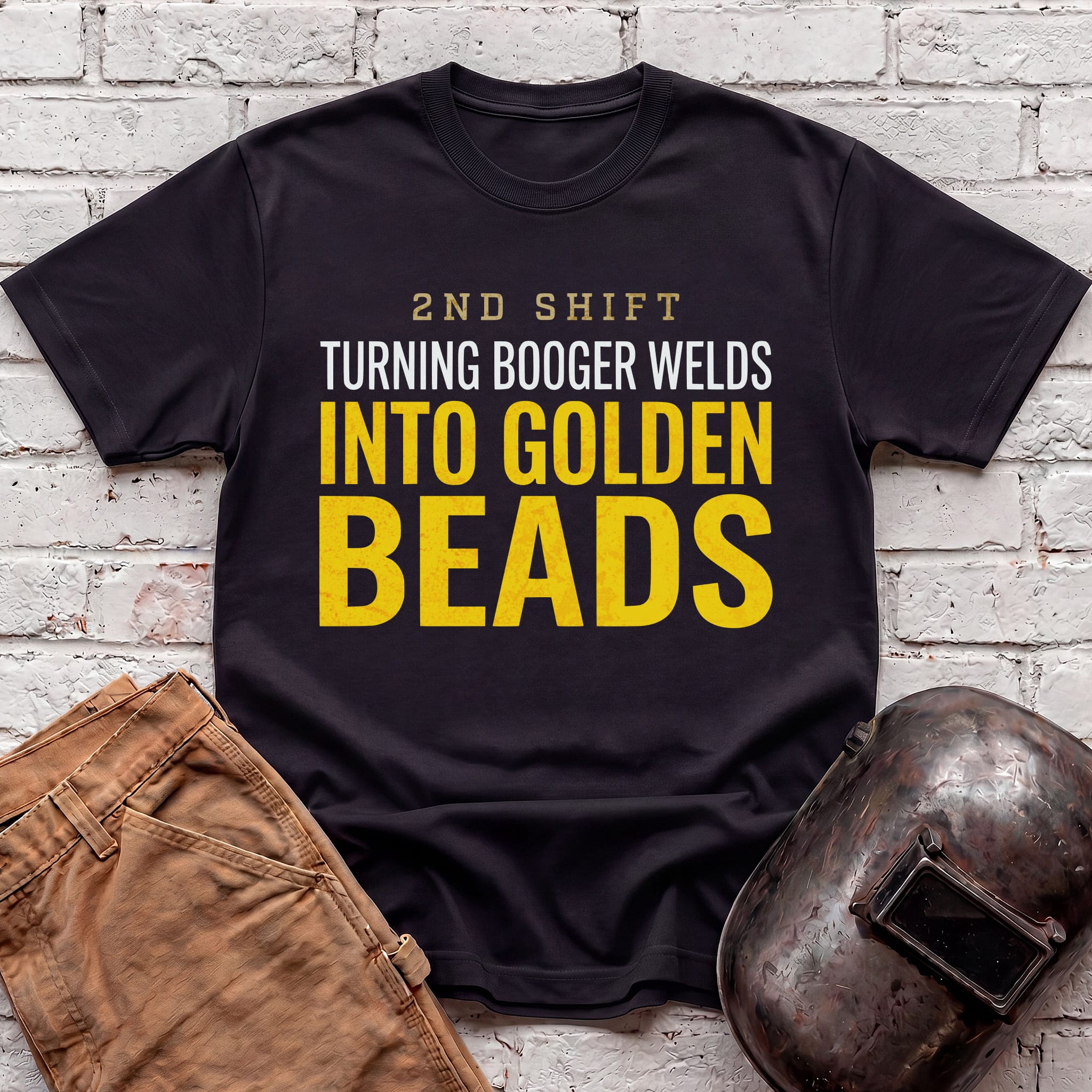 Booger Welds into GOLDEN BEADS T-shirt