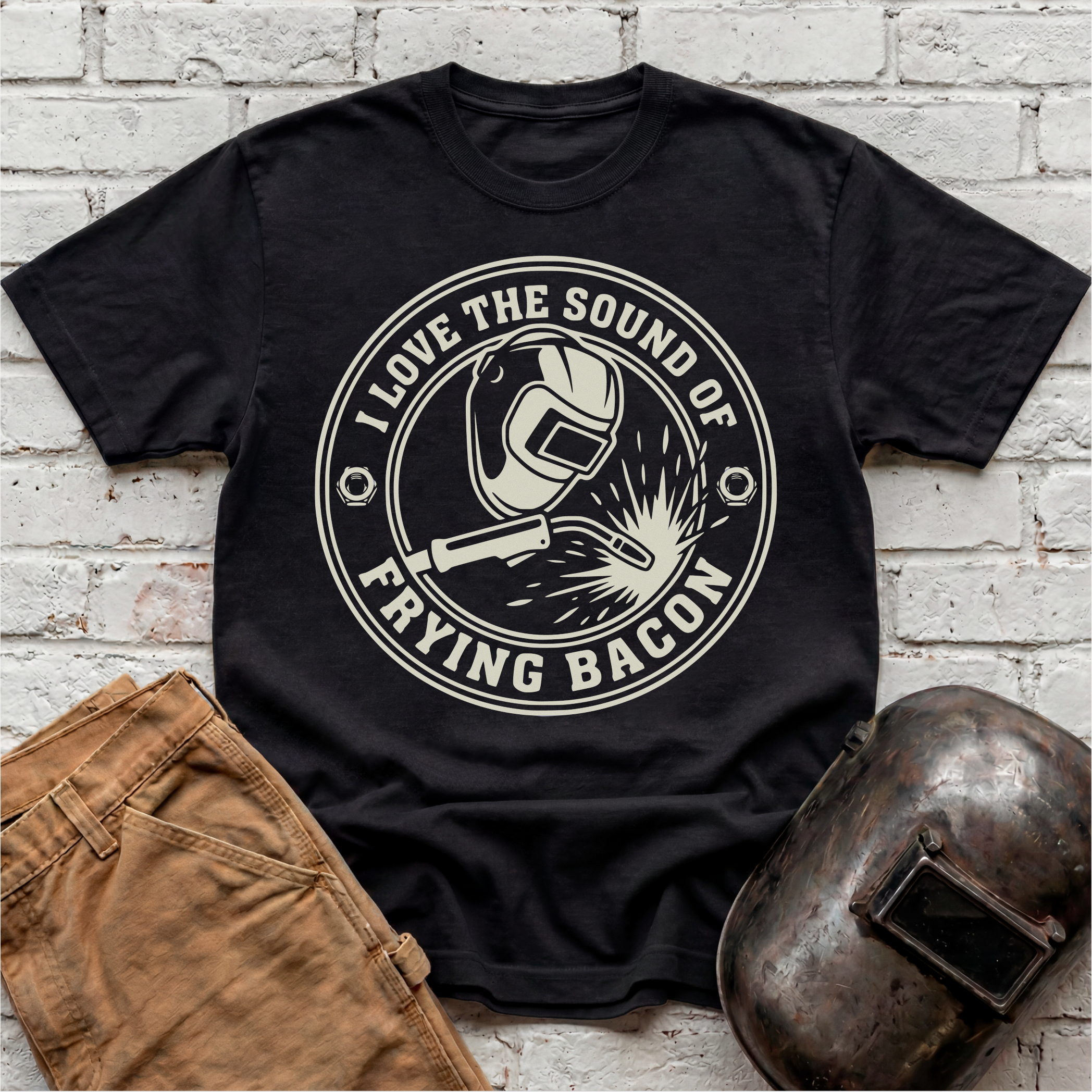 FRYING BACON badge T-shirt