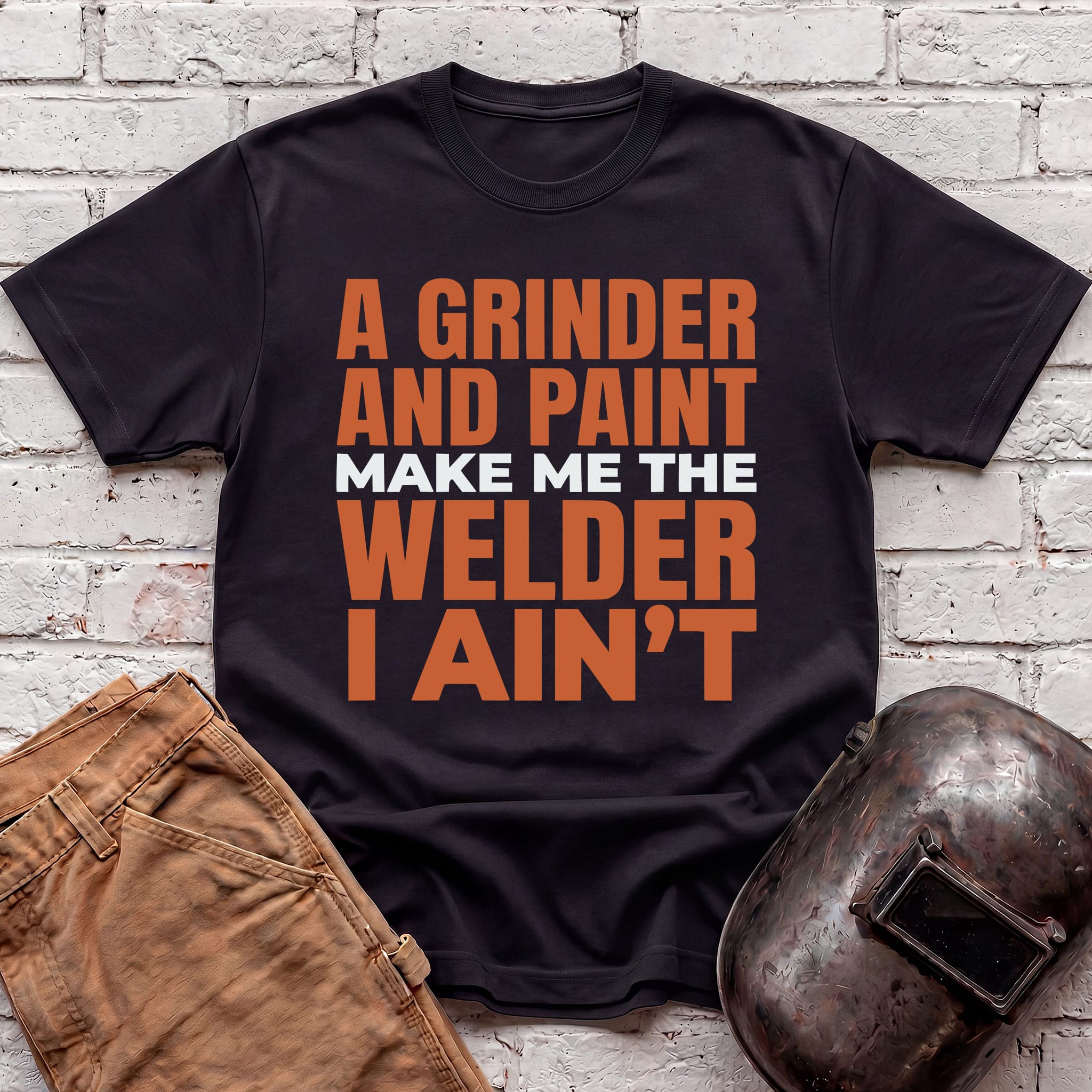 A Grinder and Paint text T-shirt