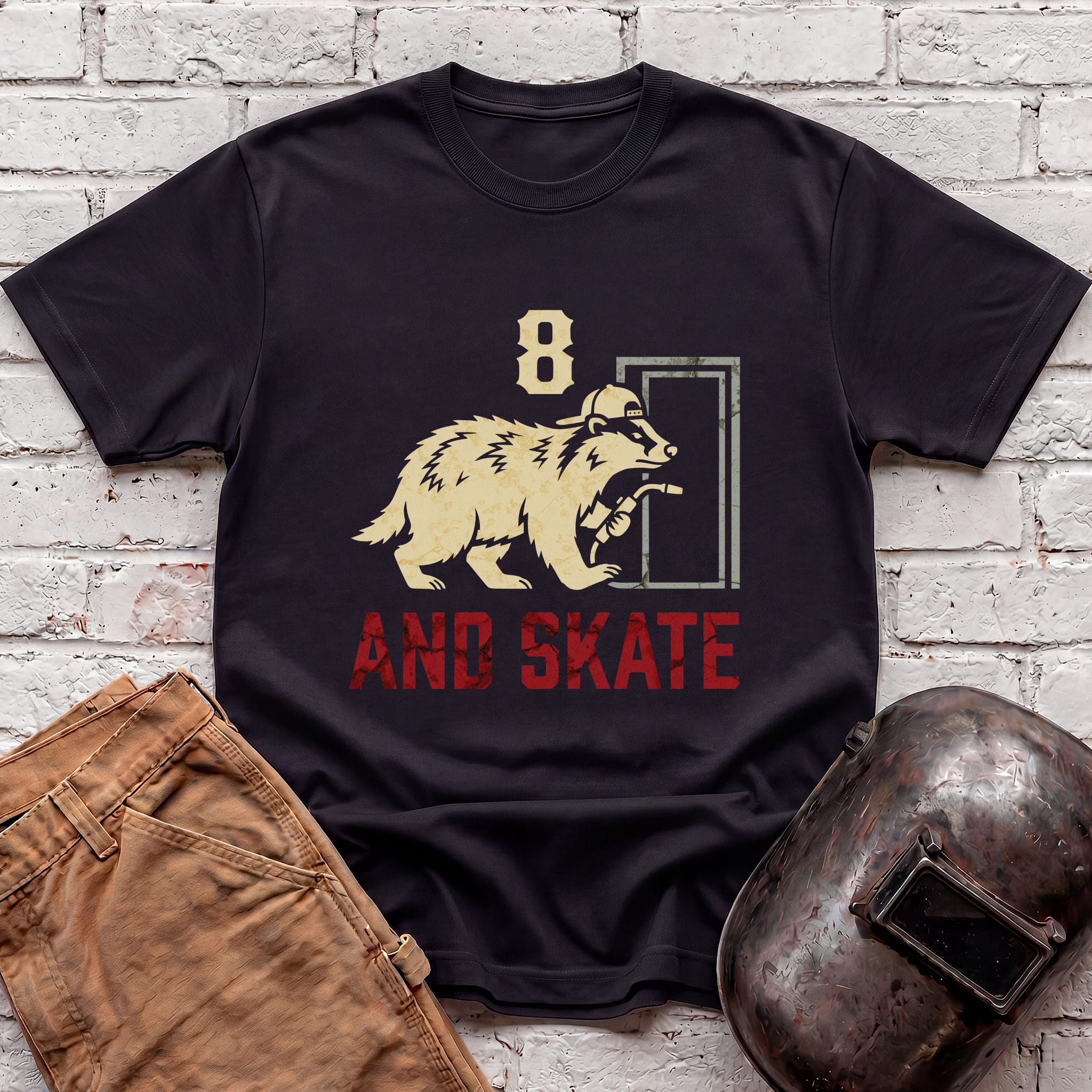 8 AND SKATE badger T-shirt