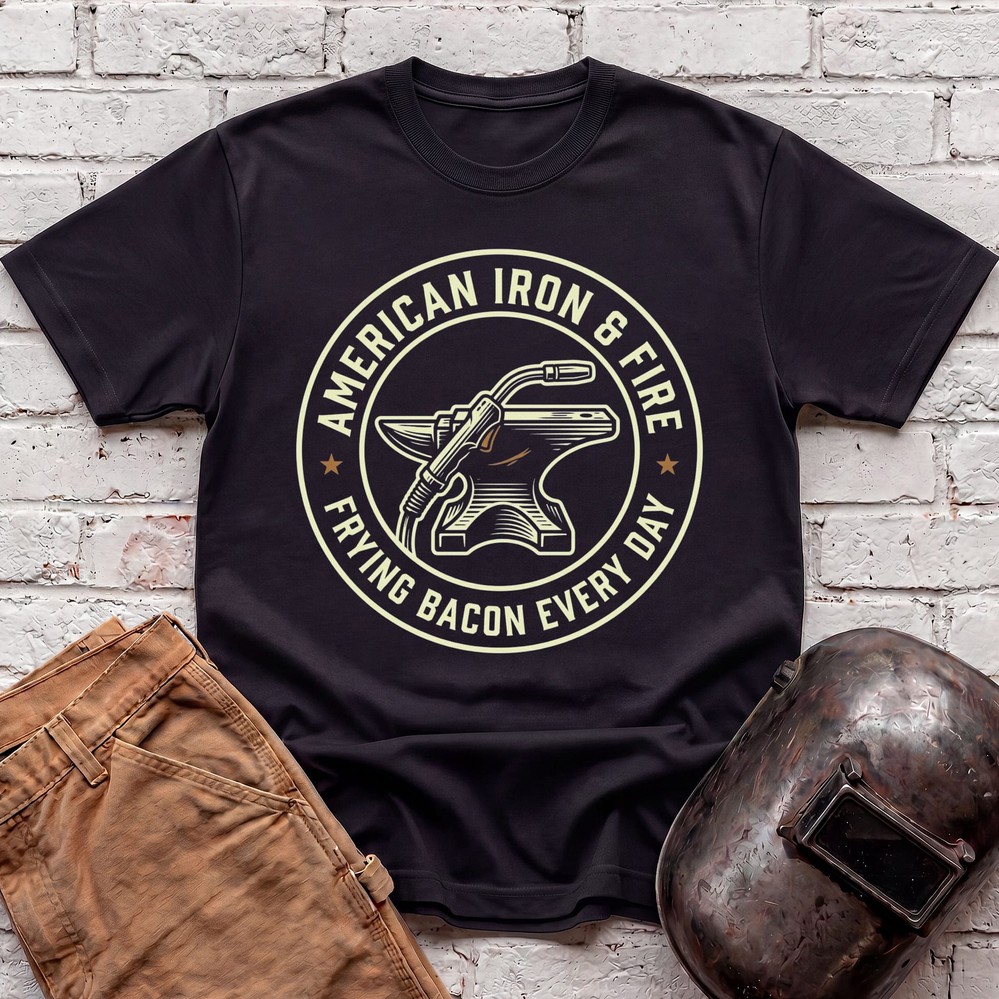 American Iron FRYING BACON T-shirt