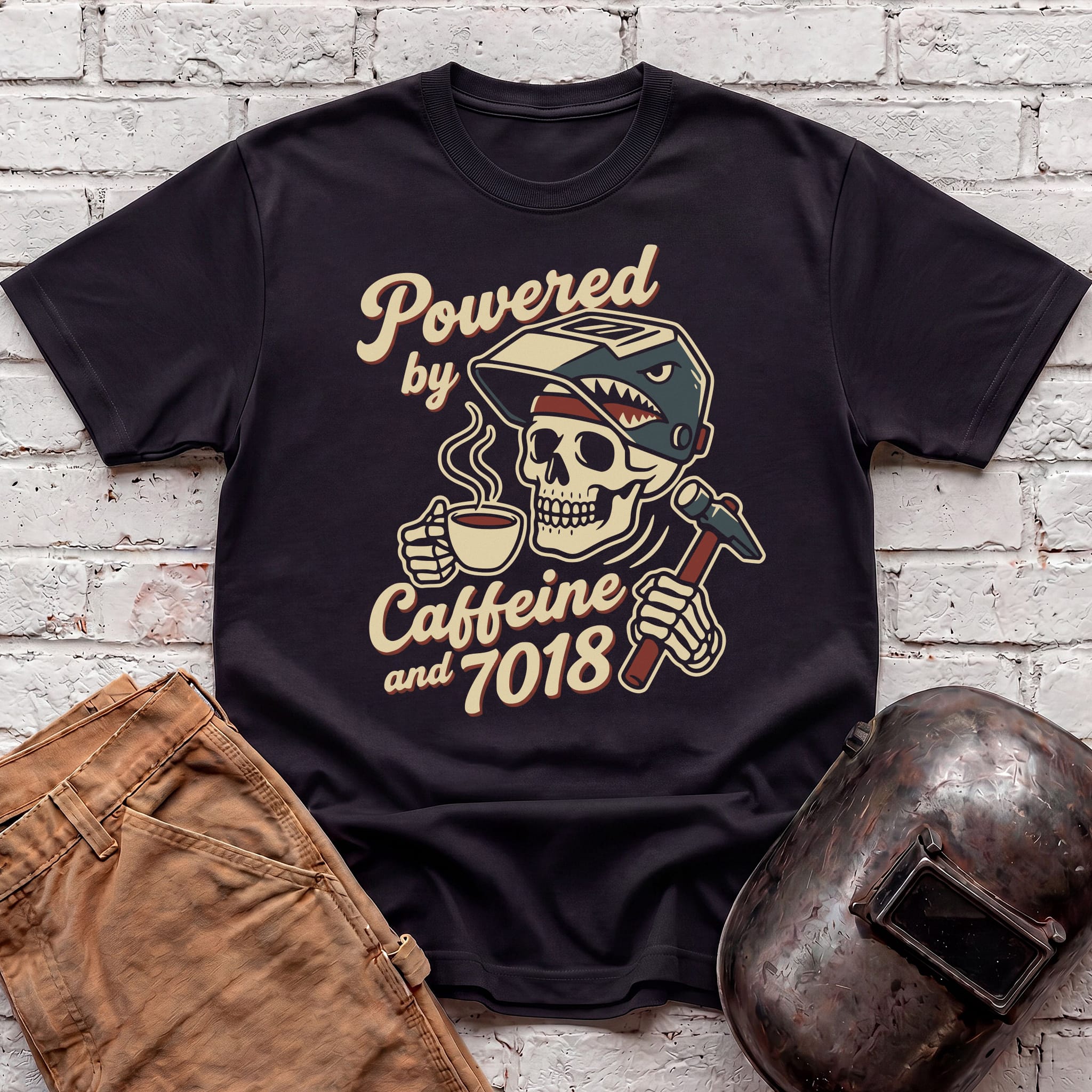 Powered By Caffeine And 7018 T-shirt