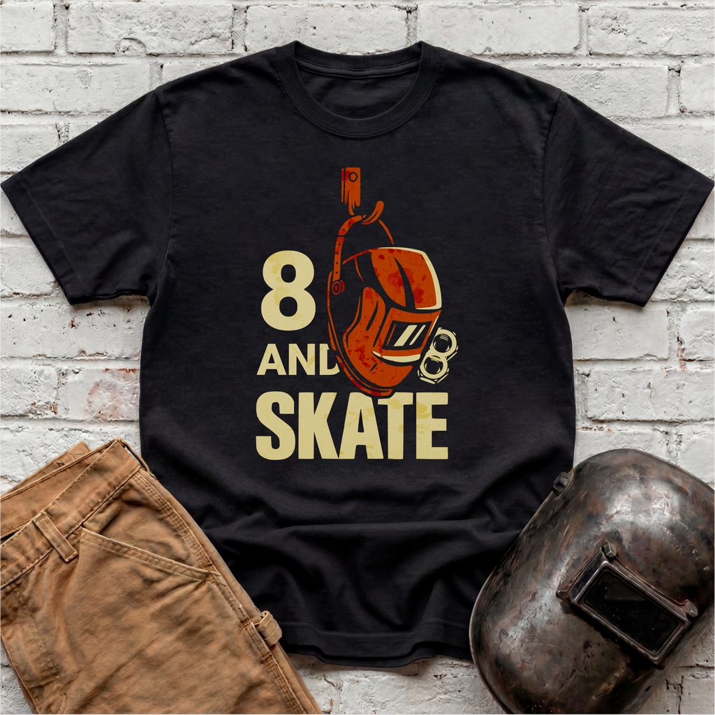 8 and SKATE hanging hood T-shirt