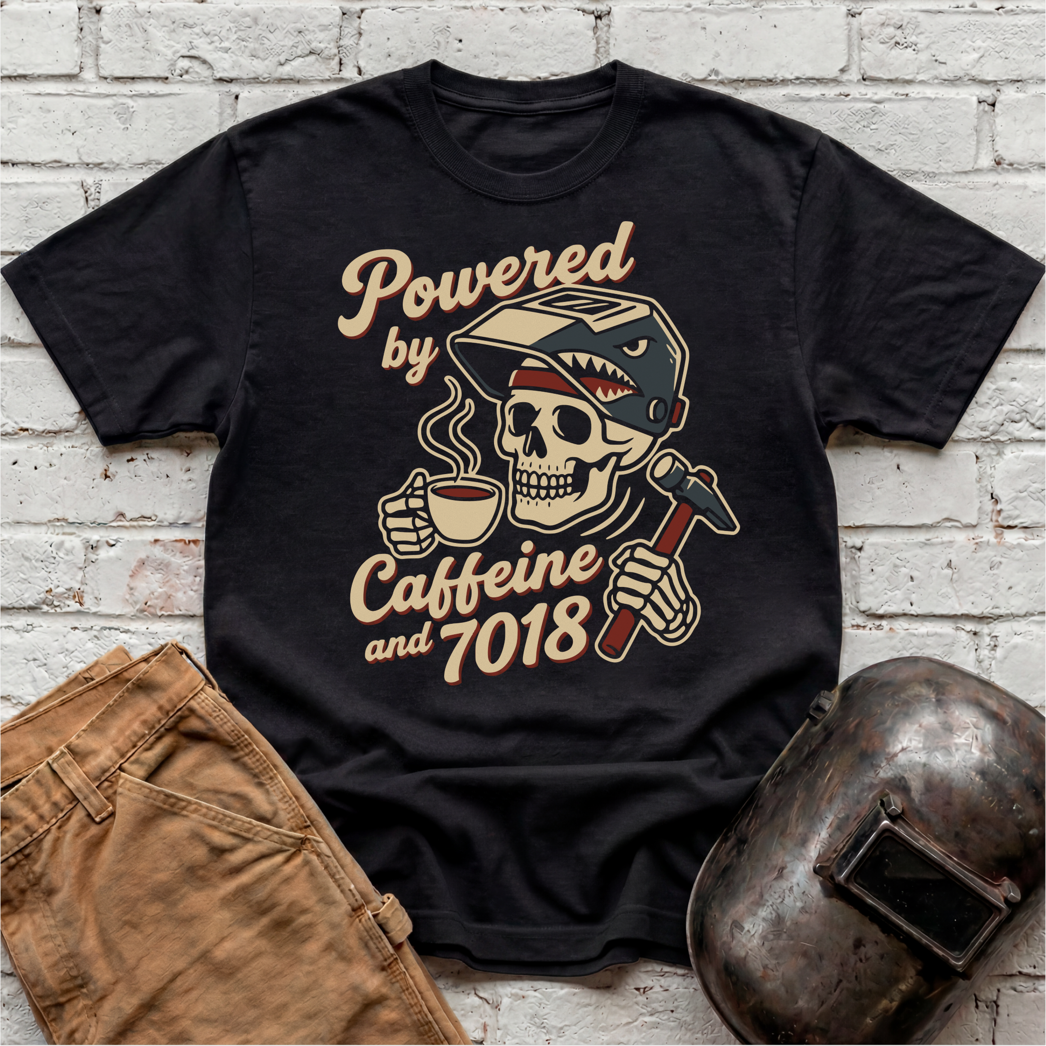 Powered By Caffeine And 7018 T-shirt