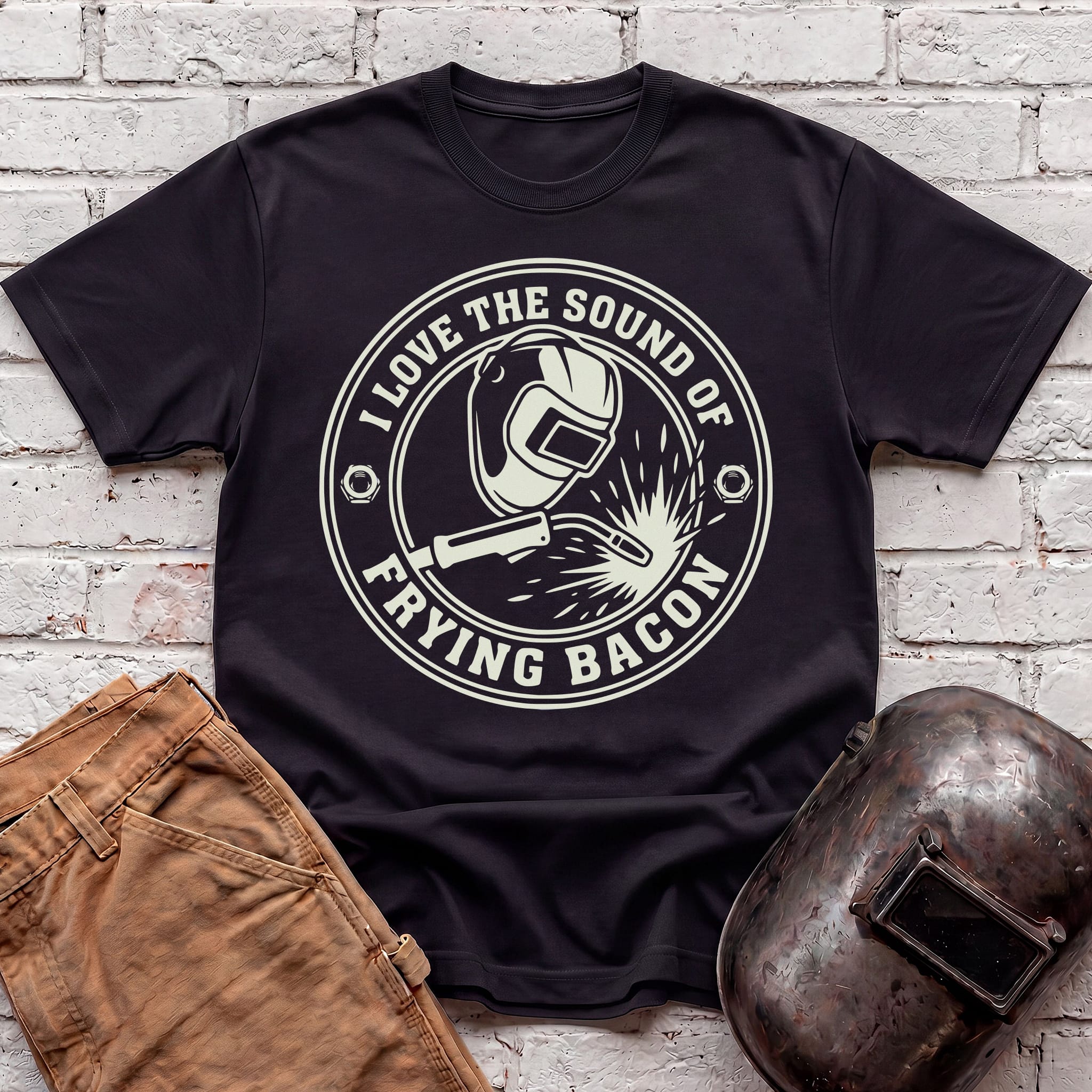 FRYING BACON badge T-shirt
