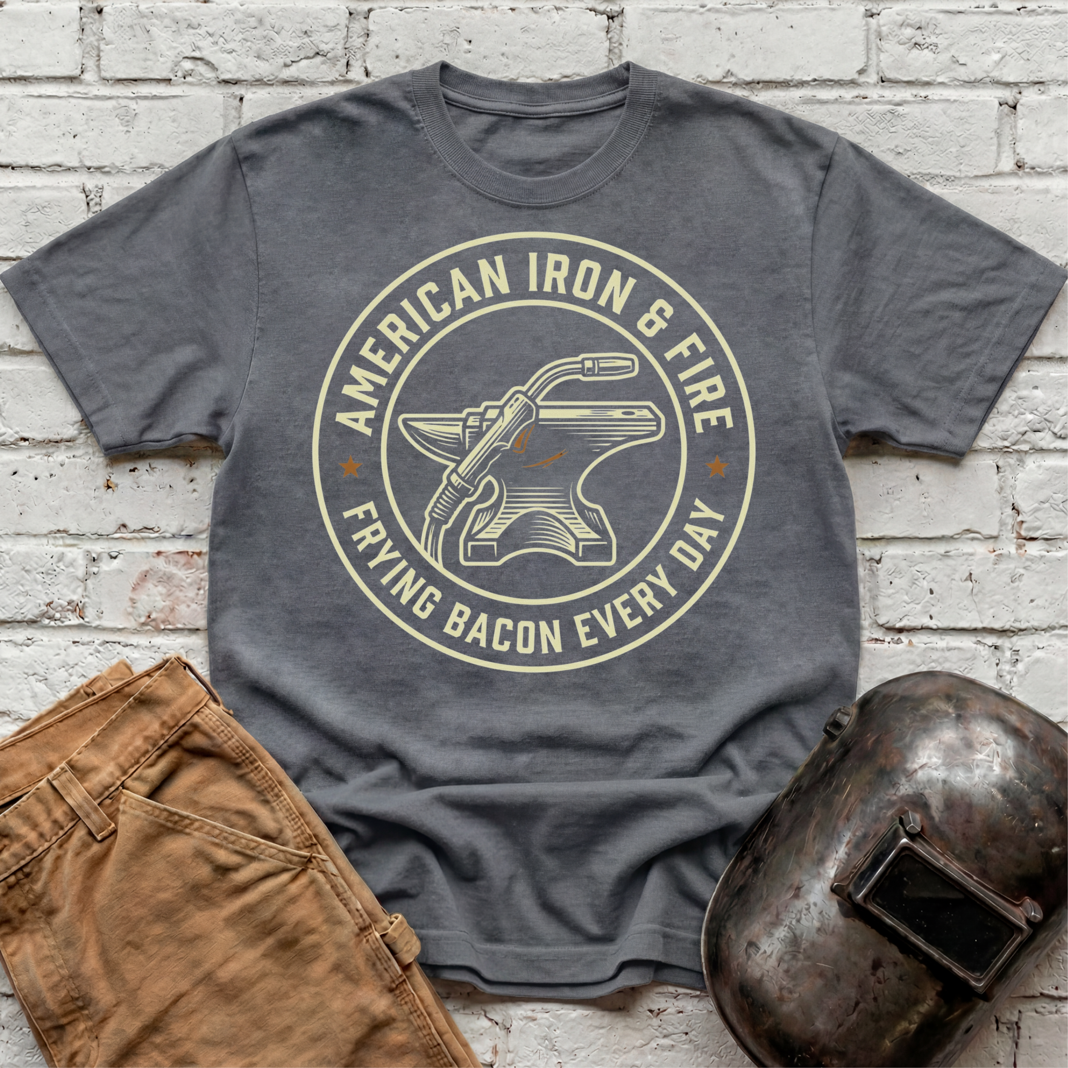 American Iron FRYING BACON T-shirt