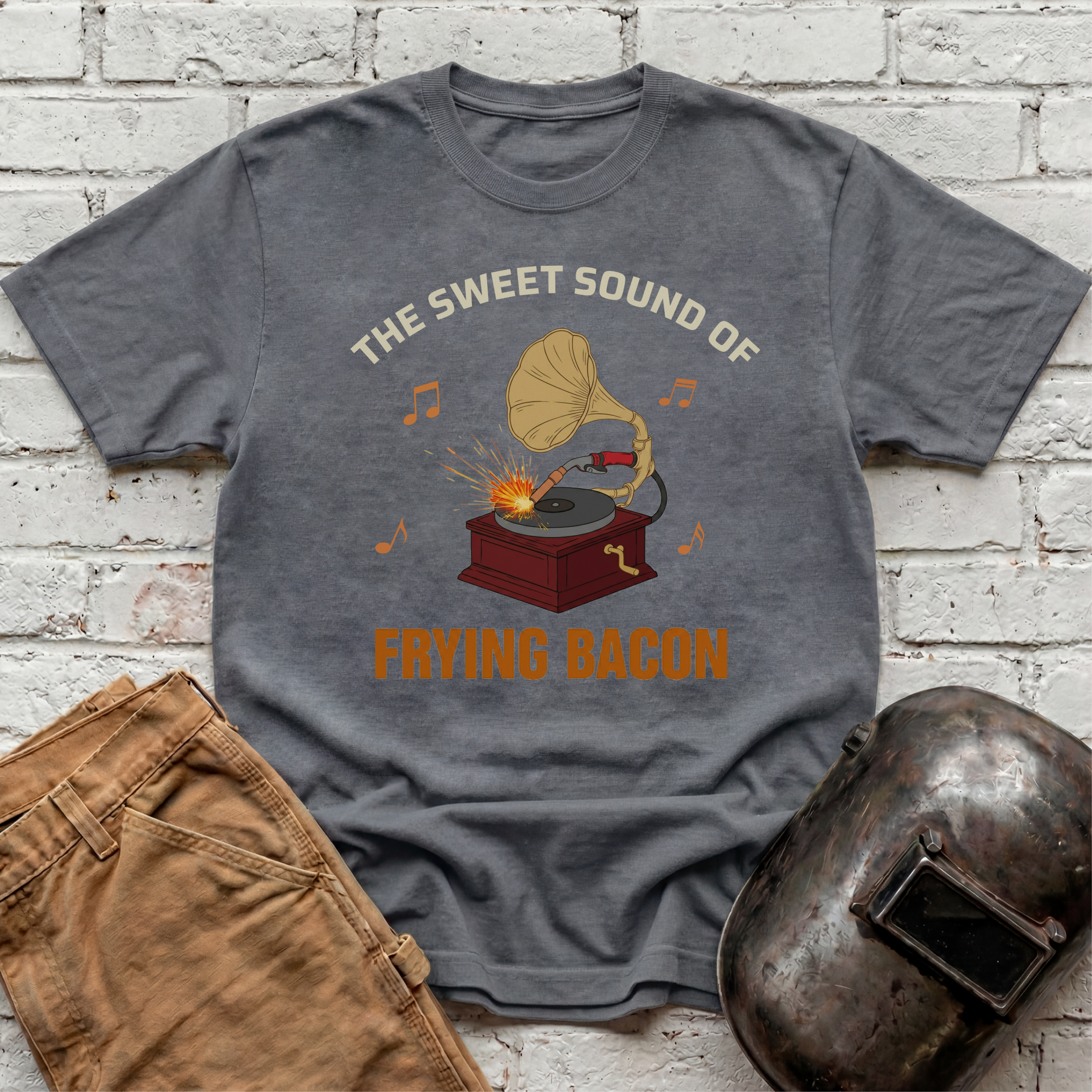Gramophone Frying Bacon T-shirt