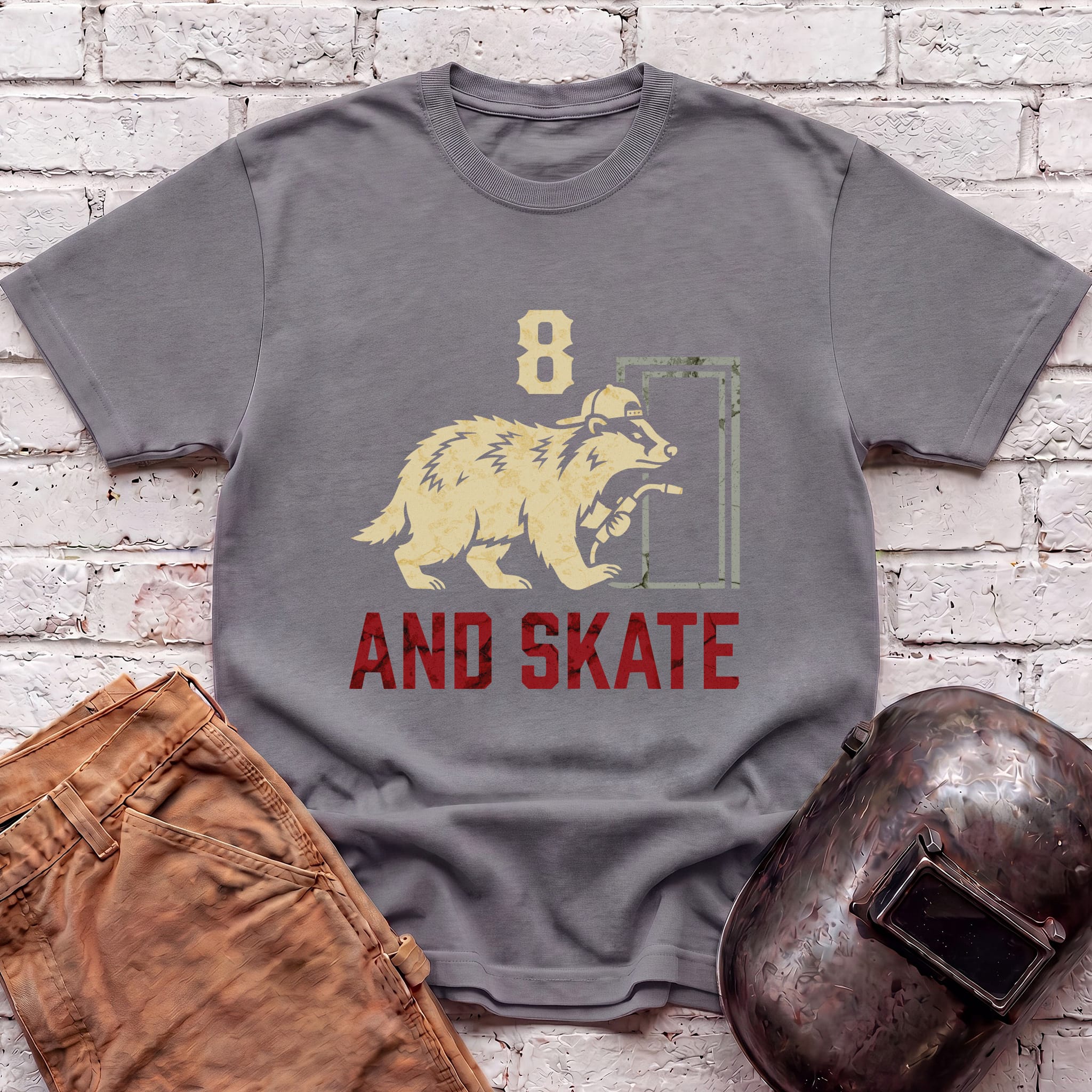 8 AND SKATE badger T-shirt