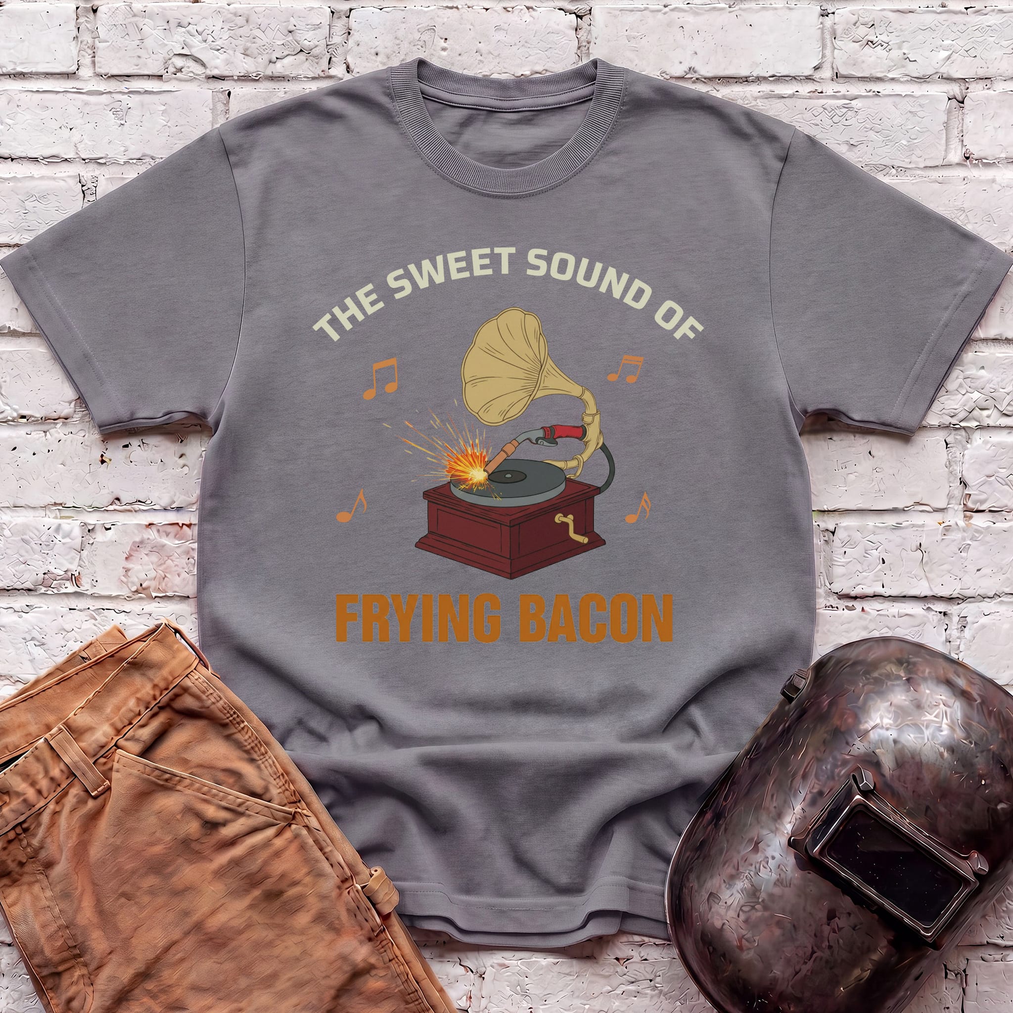 Gramophone Frying Bacon T-shirt