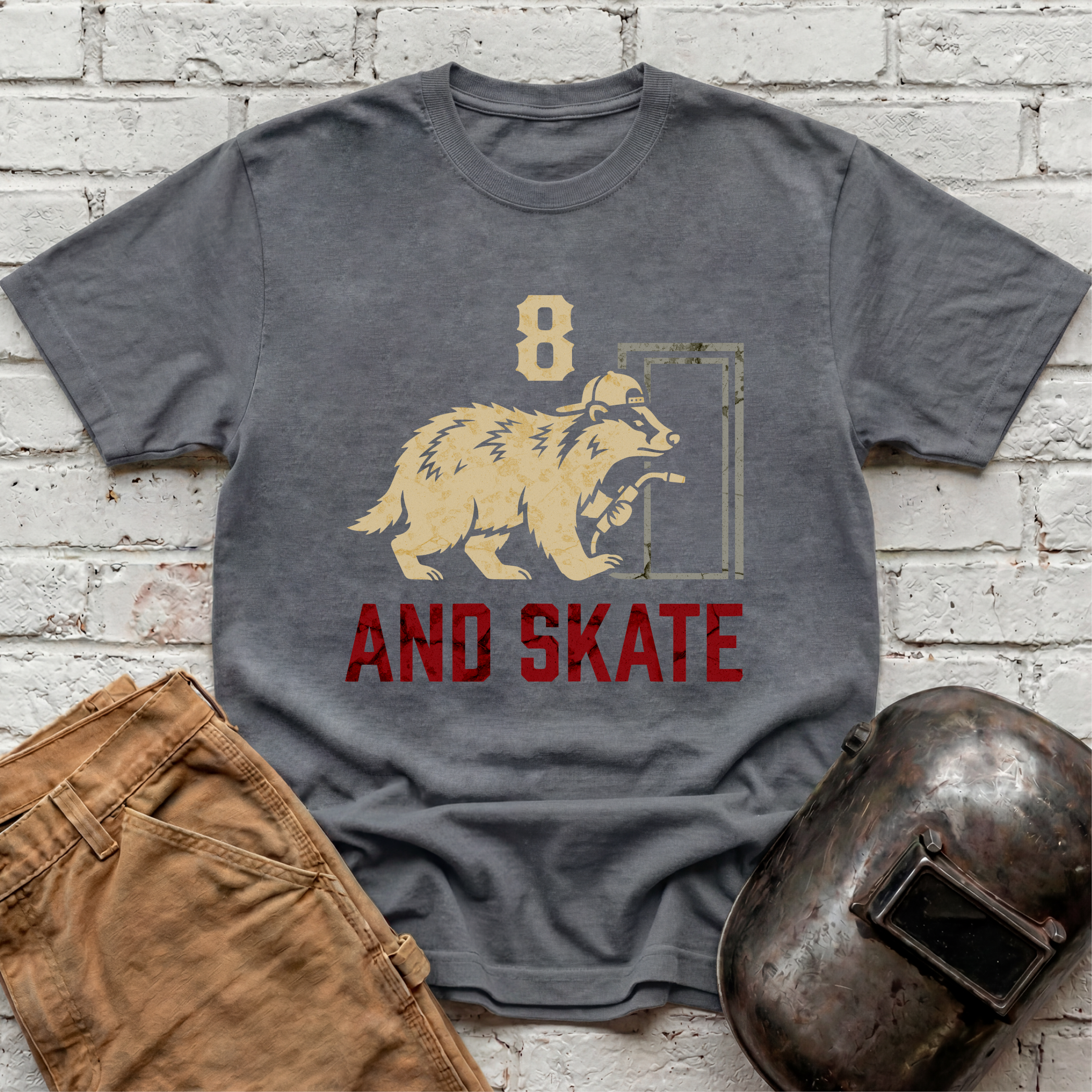 8 AND SKATE badger T-shirt