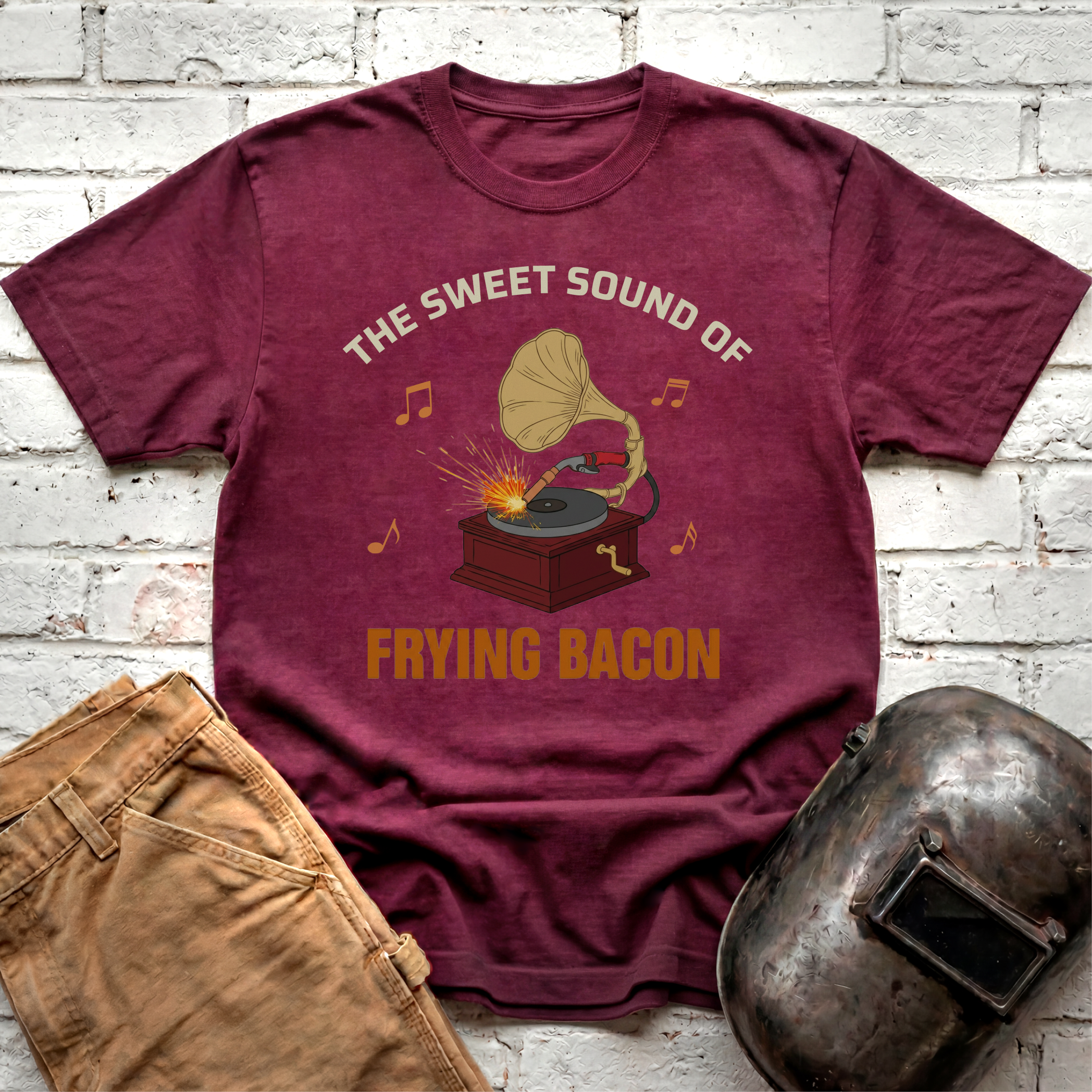Gramophone Frying Bacon T-shirt