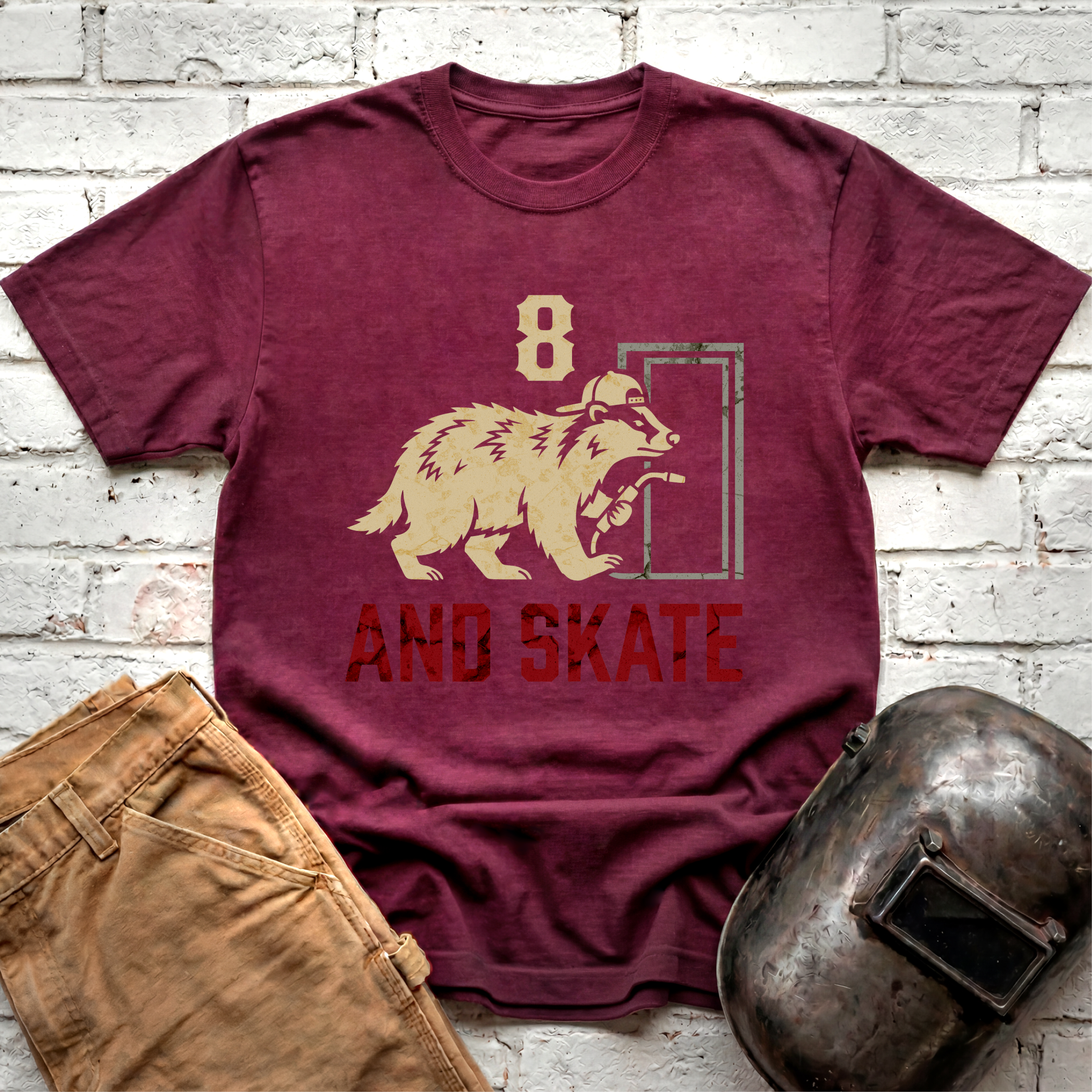 8 AND SKATE badger T-shirt