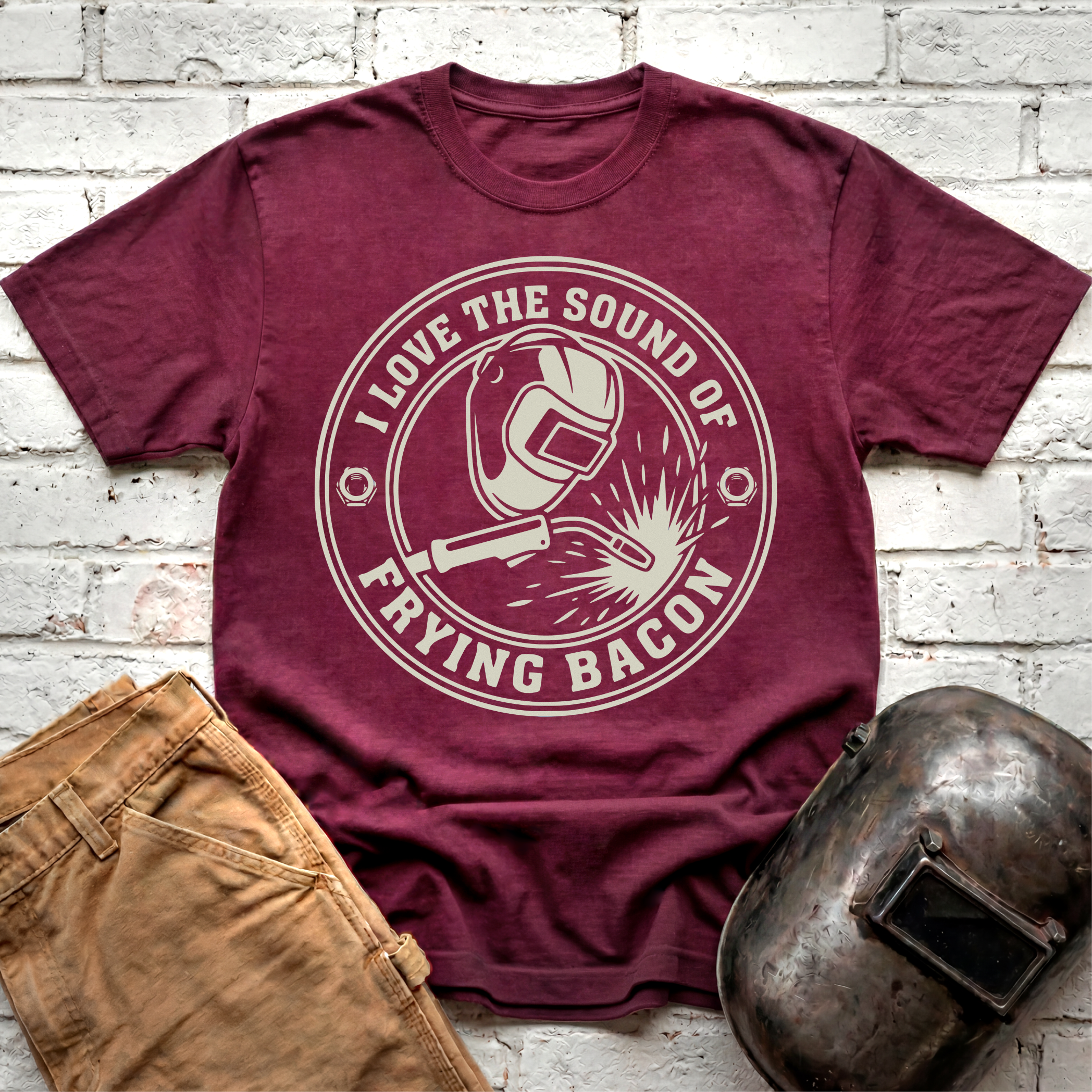 FRYING BACON badge T-shirt