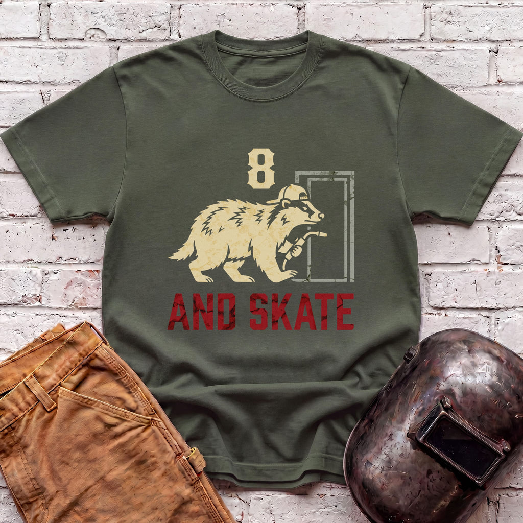 8 AND SKATE badger T-shirt