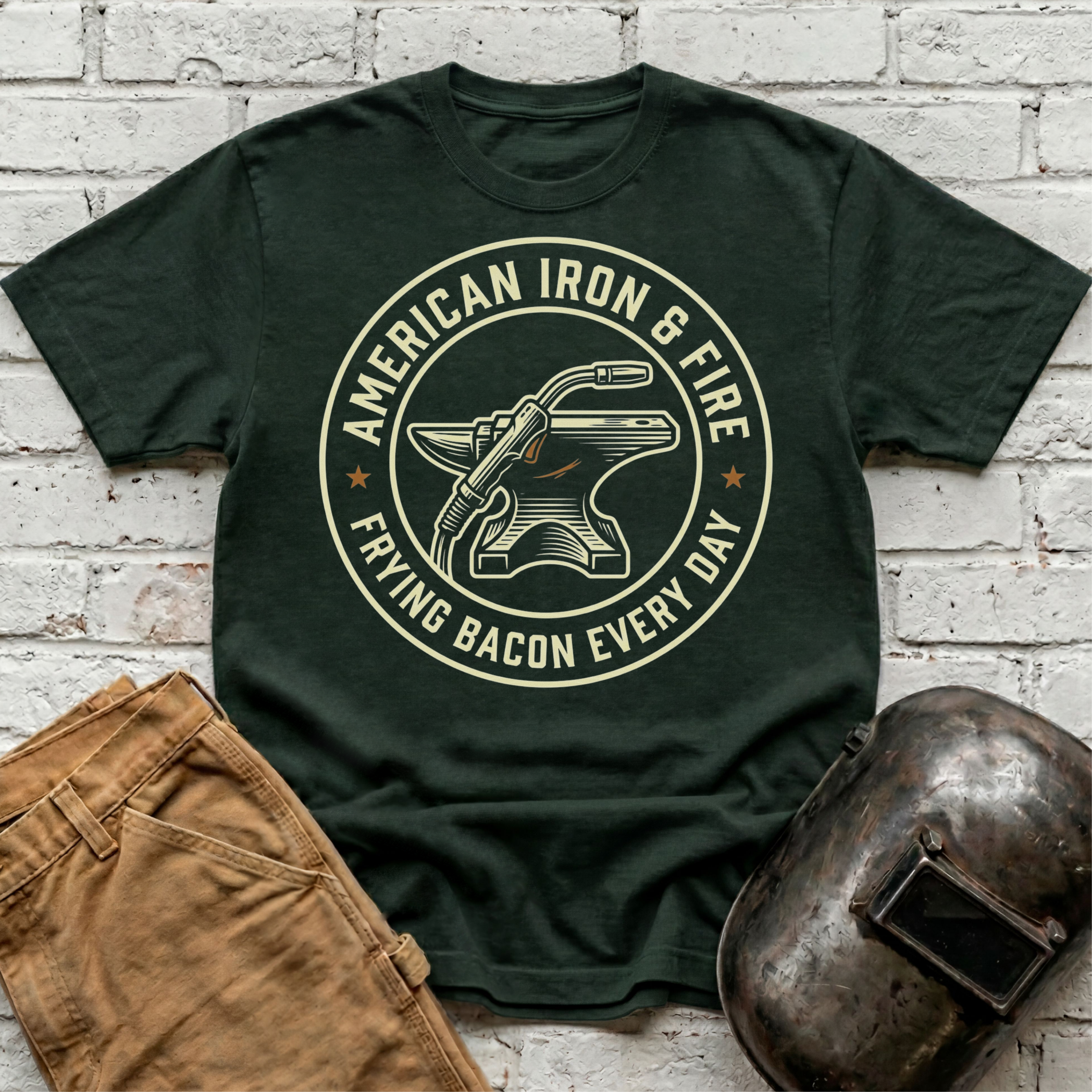 American Iron FRYING BACON T-shirt