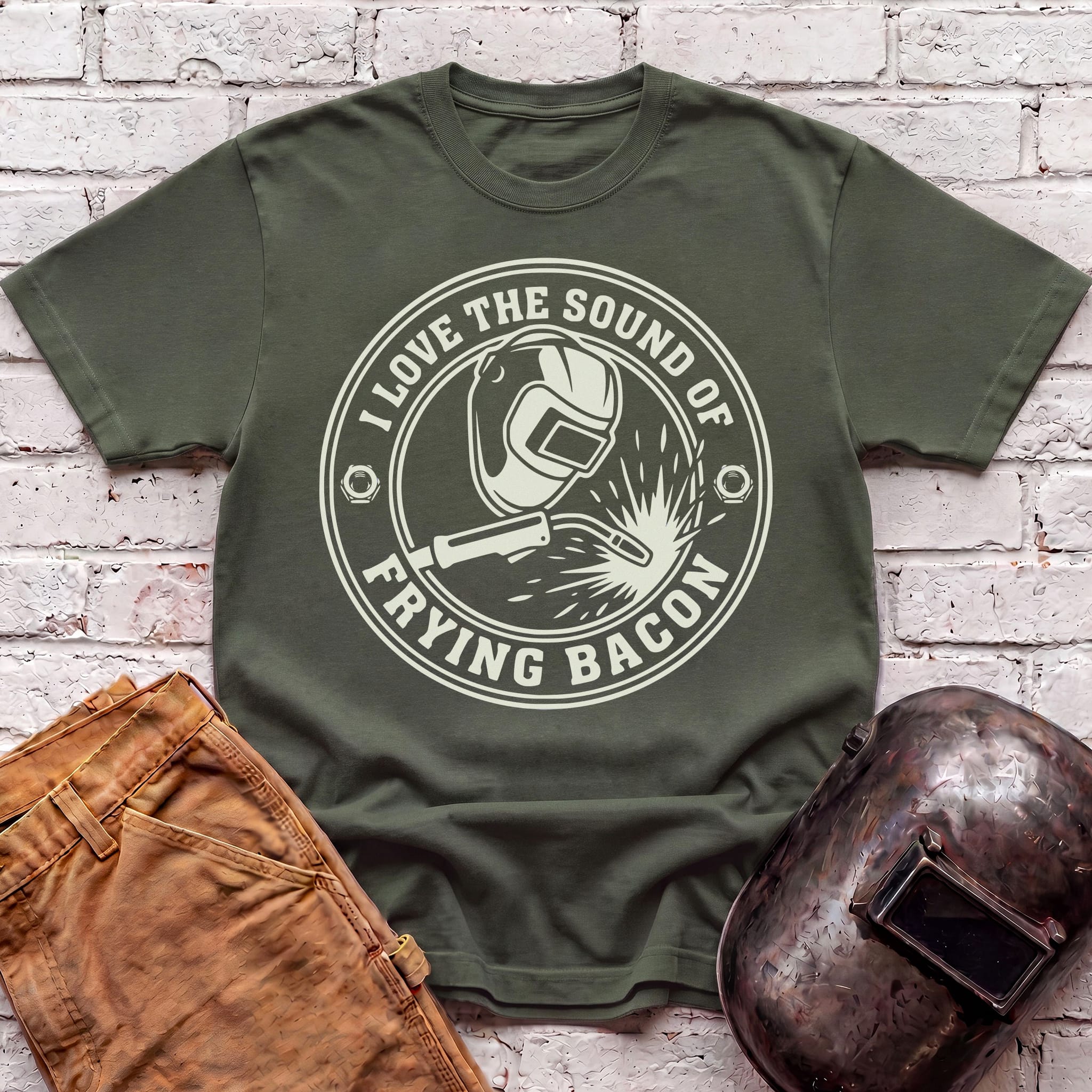 FRYING BACON badge T-shirt