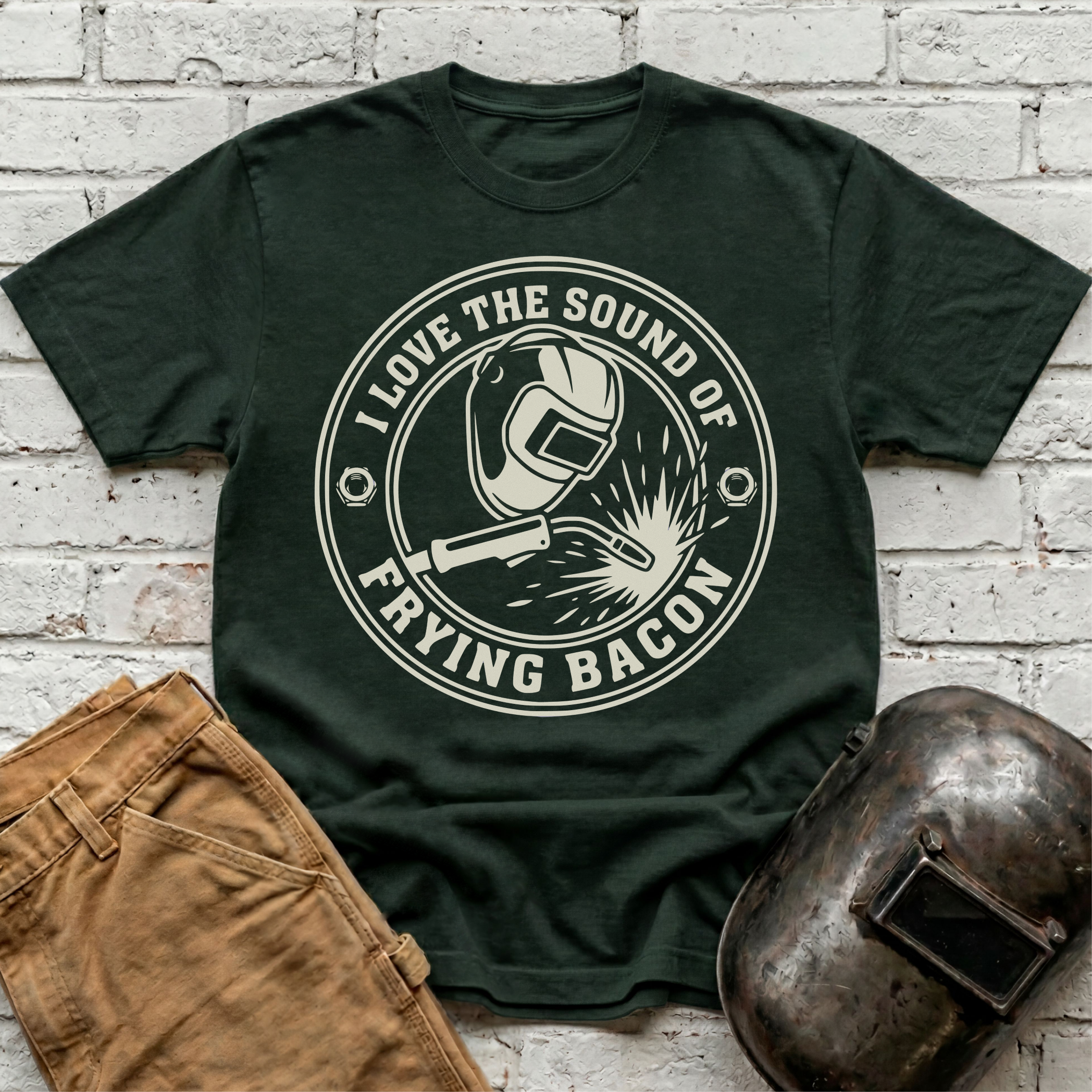 FRYING BACON badge T-shirt