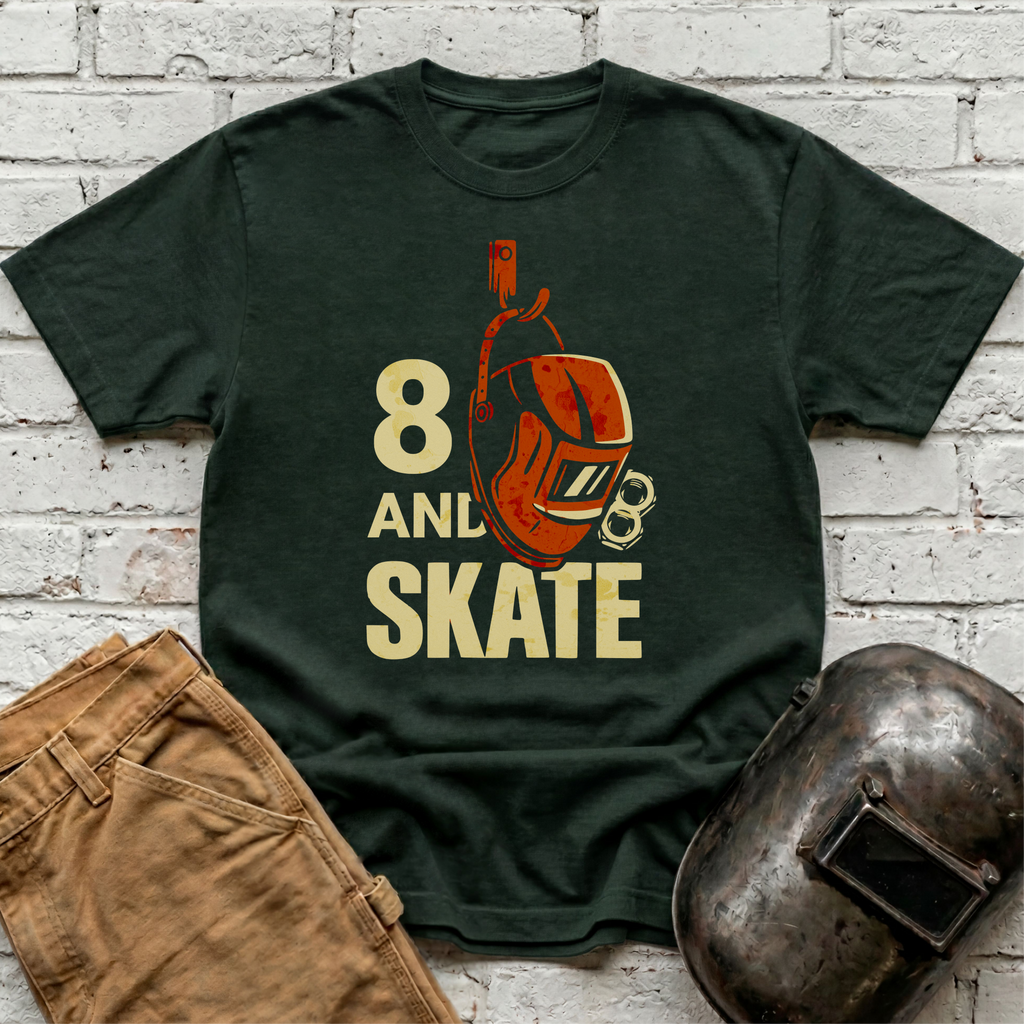 8 and SKATE hanging hood T-shirt