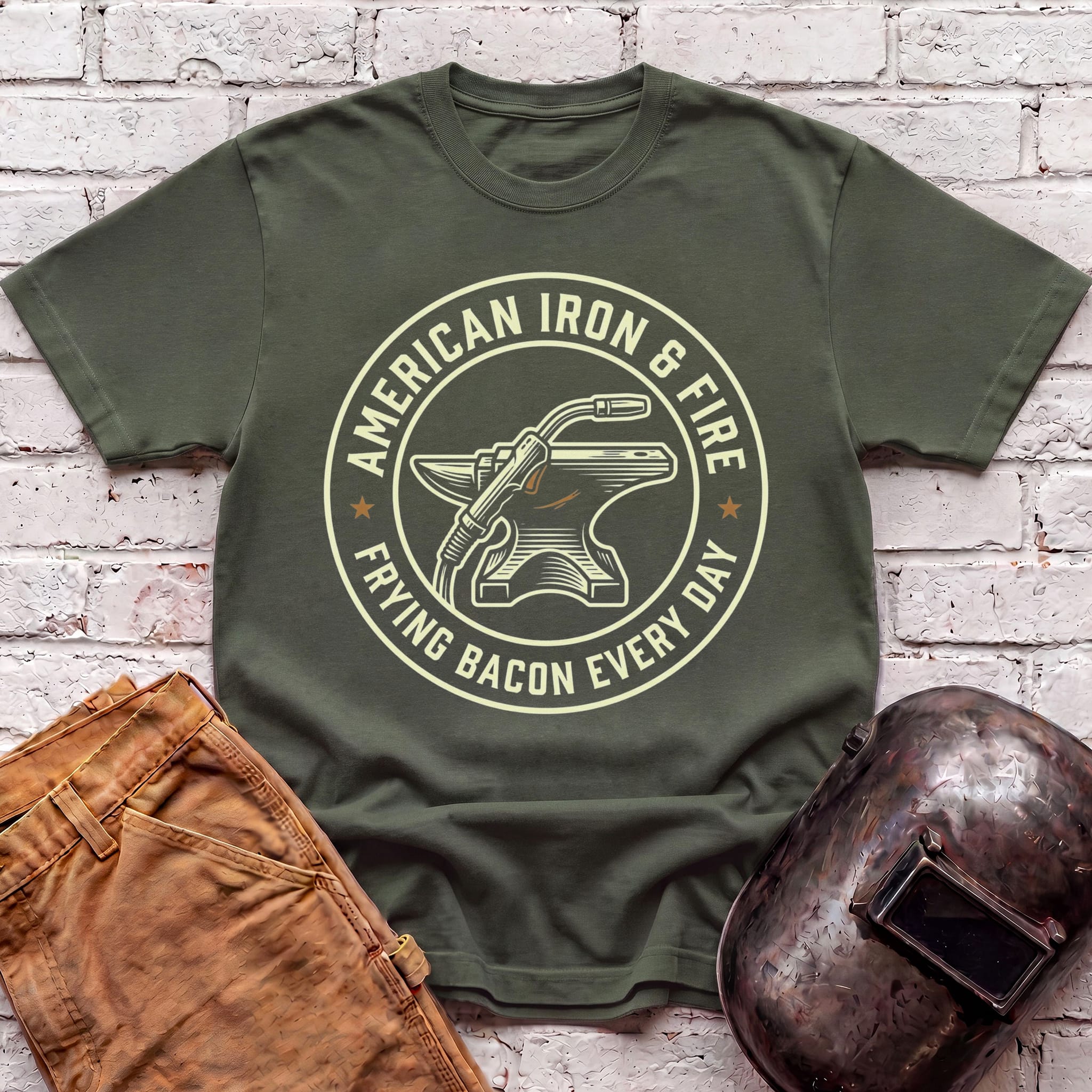 American Iron FRYING BACON T-shirt