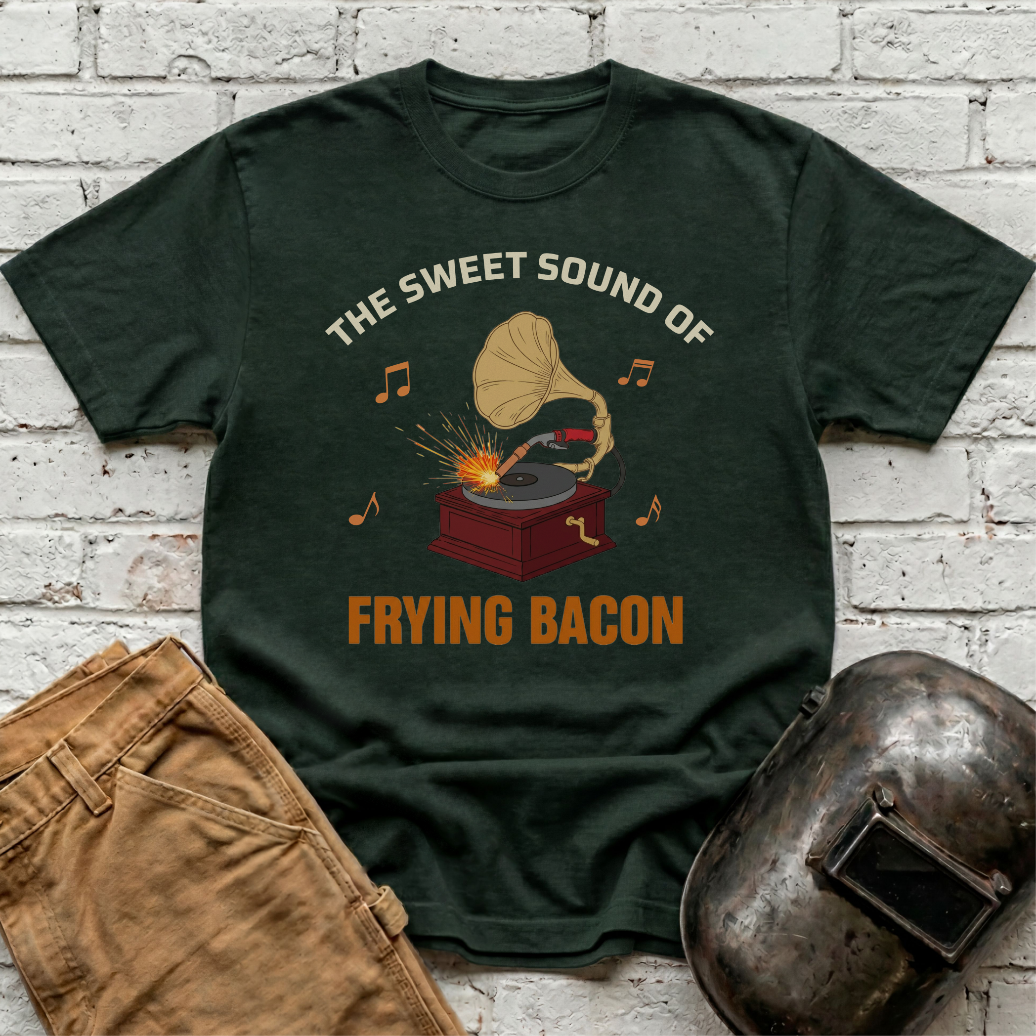 Gramophone Frying Bacon T-shirt