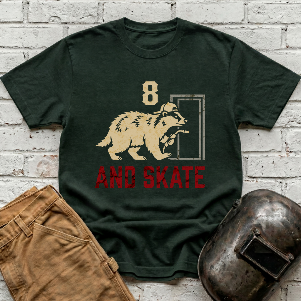 8 AND SKATE badger T-shirt