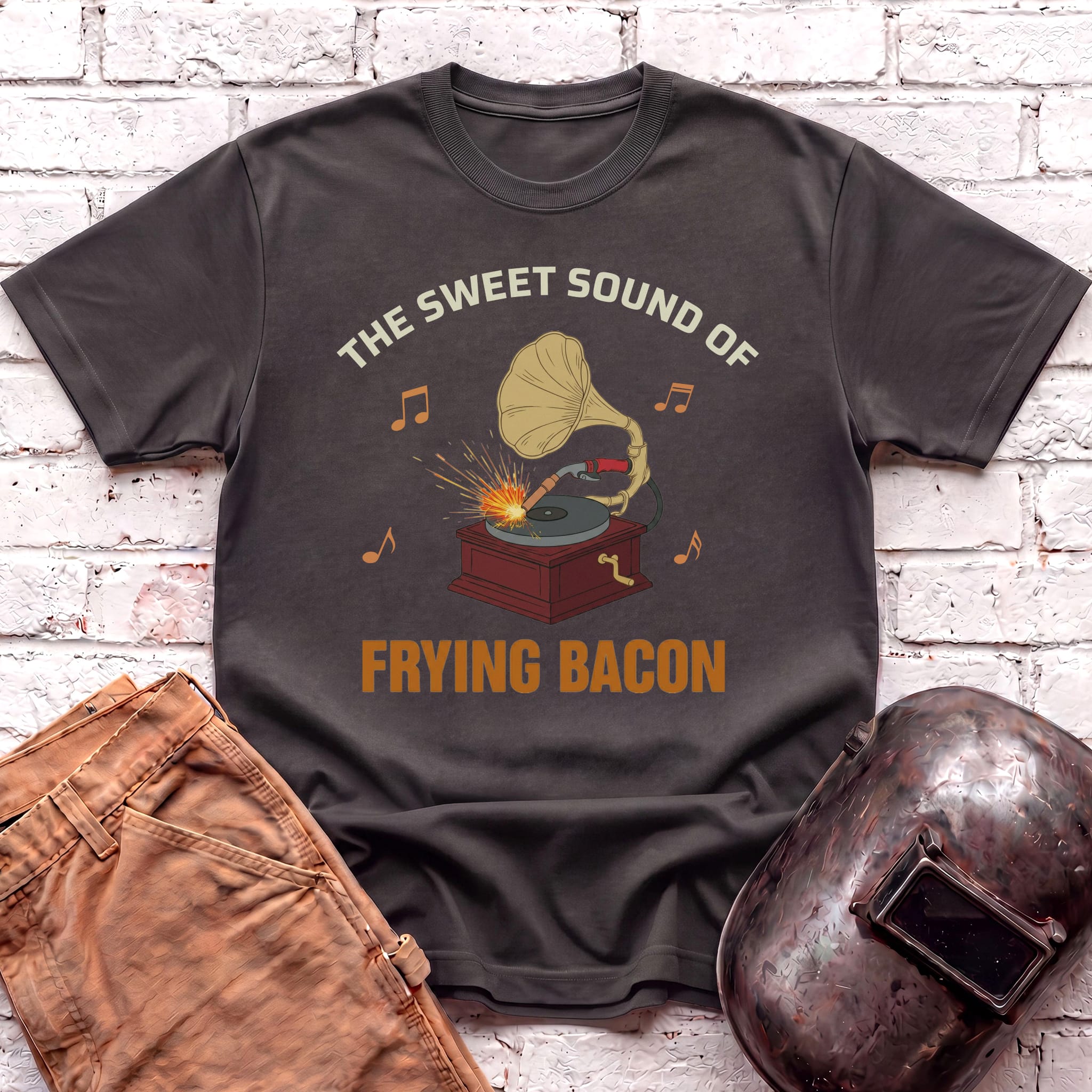 Gramophone Frying Bacon T-shirt
