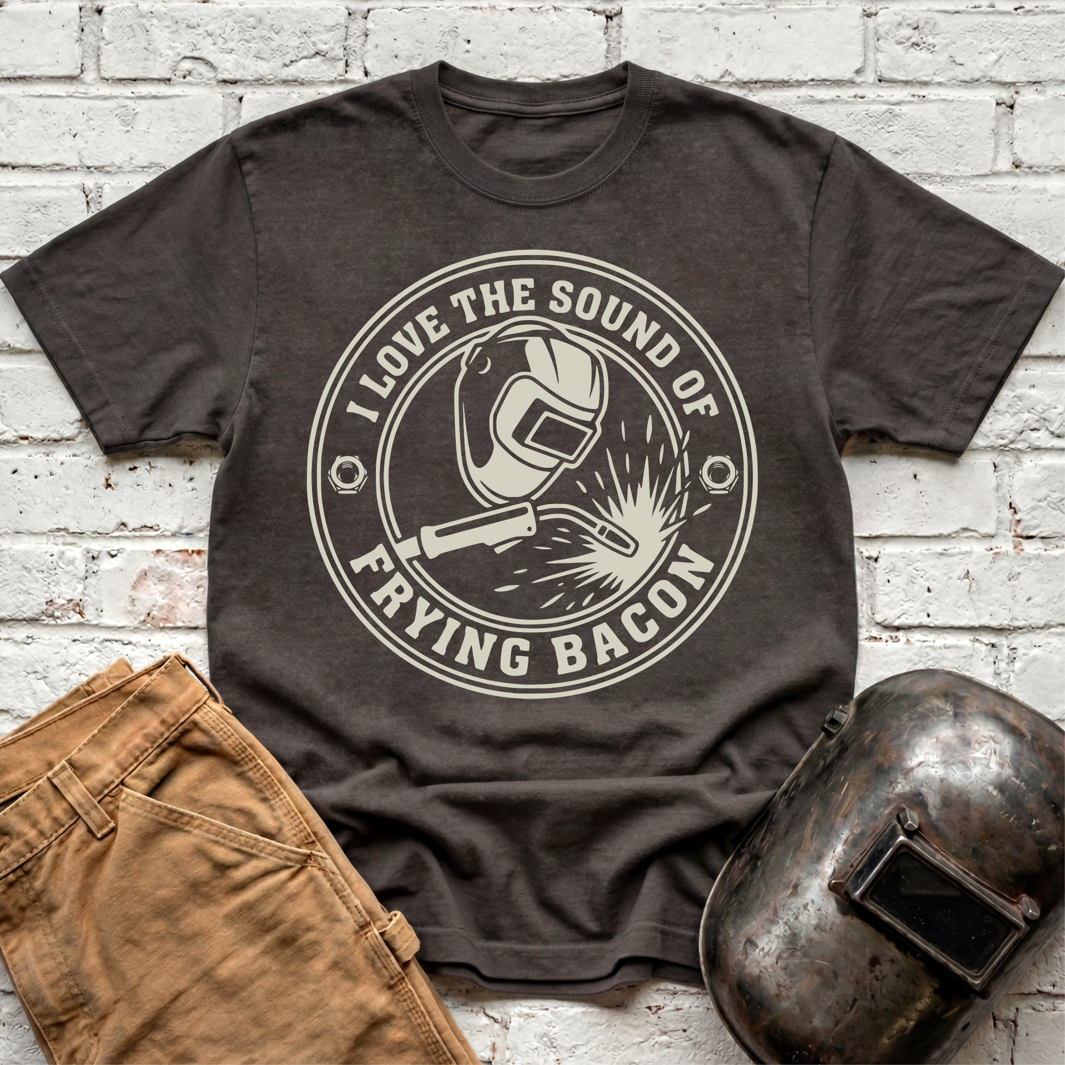 FRYING BACON badge T-shirt