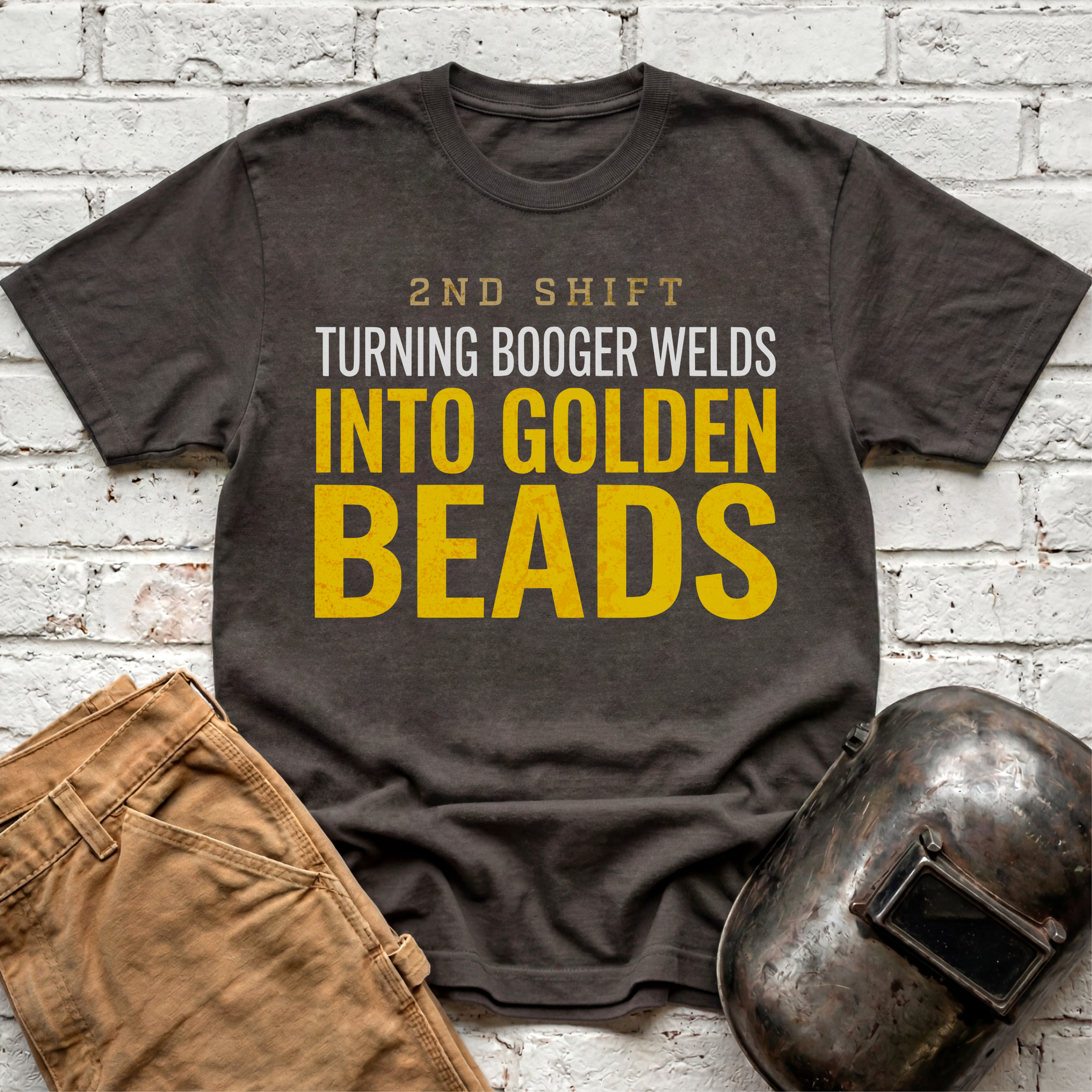 Booger Welds into GOLDEN BEADS T-shirt