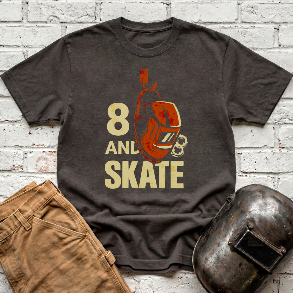 8 and SKATE hanging hood T-shirt