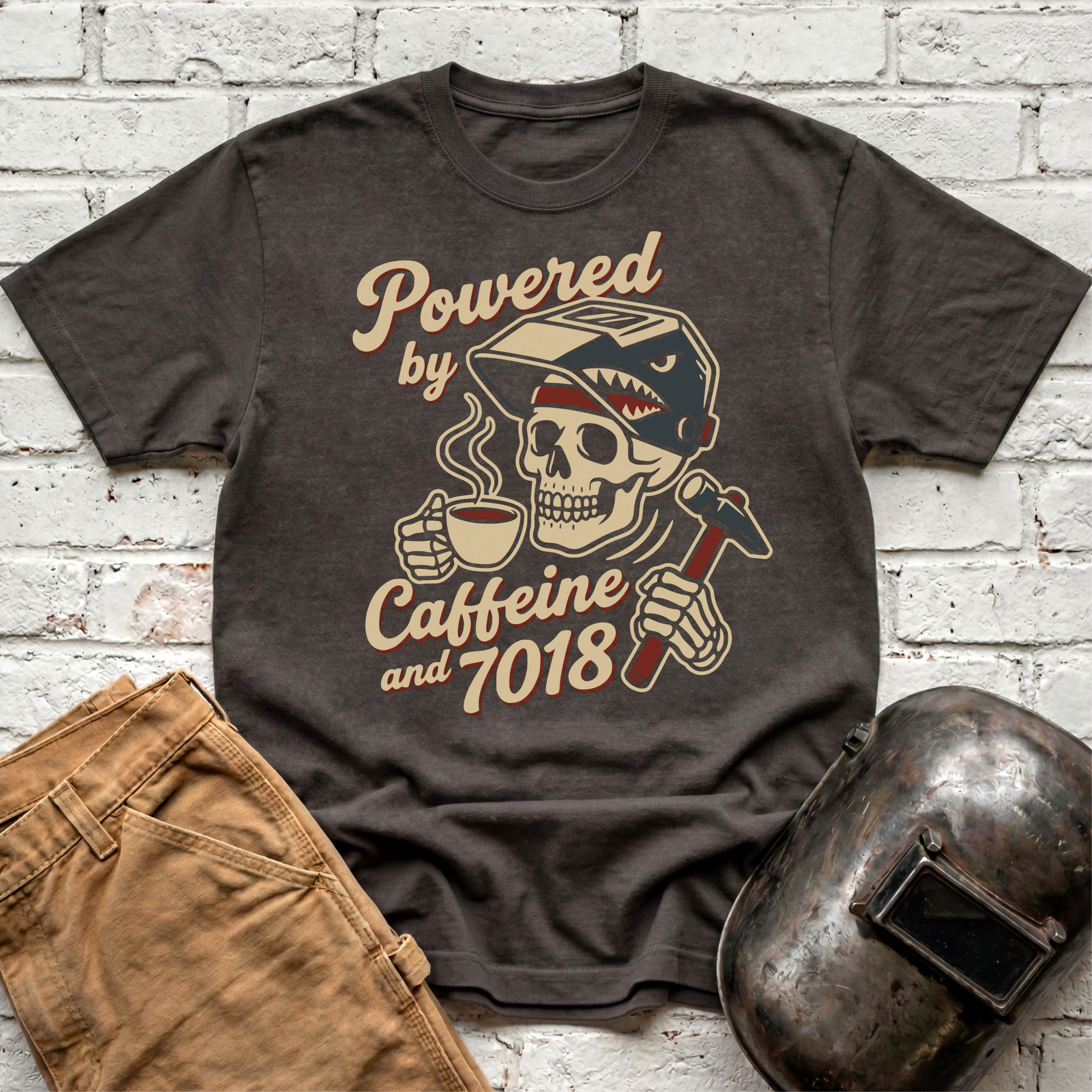 Powered By Caffeine And 7018 T-shirt