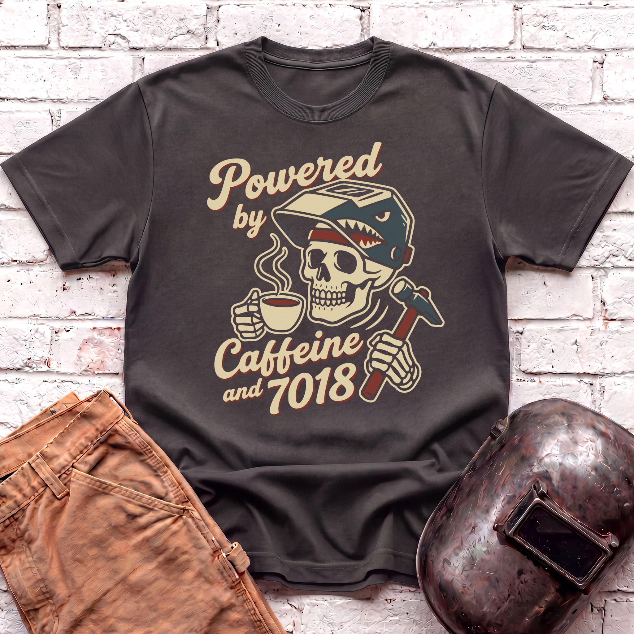 Powered By Caffeine And 7018 T-shirt