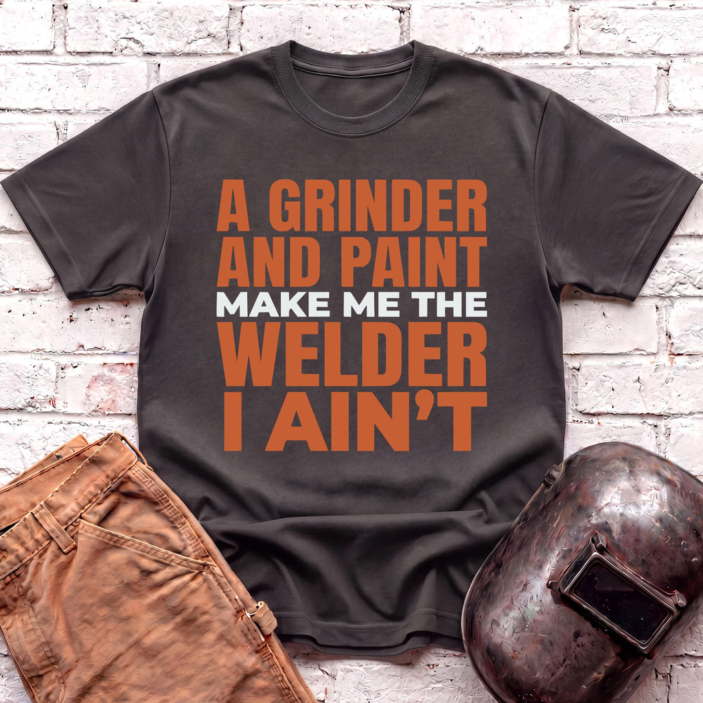 A Grinder and Paint text T-shirt