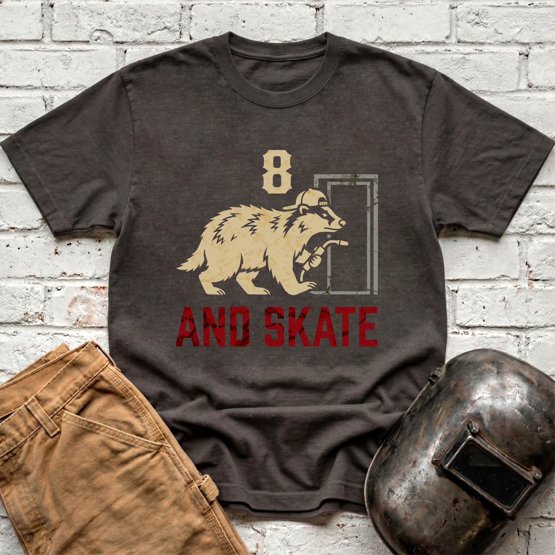 8 AND SKATE badger T-shirt