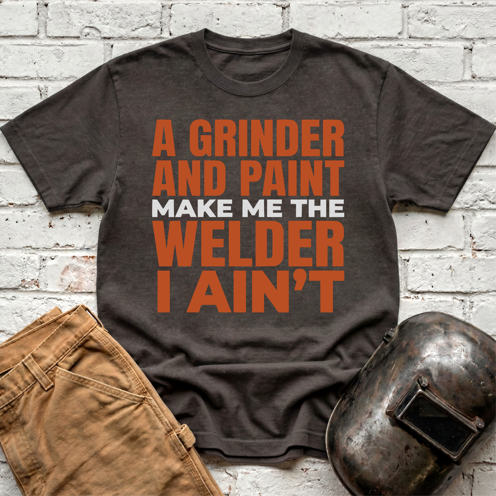 A Grinder and Paint text T-shirt