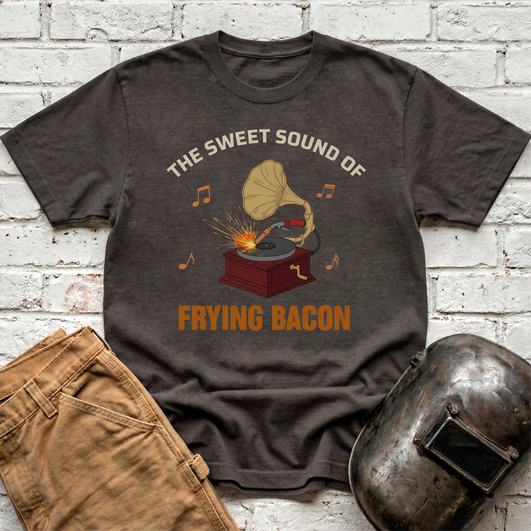 Gramophone Frying Bacon T-shirt