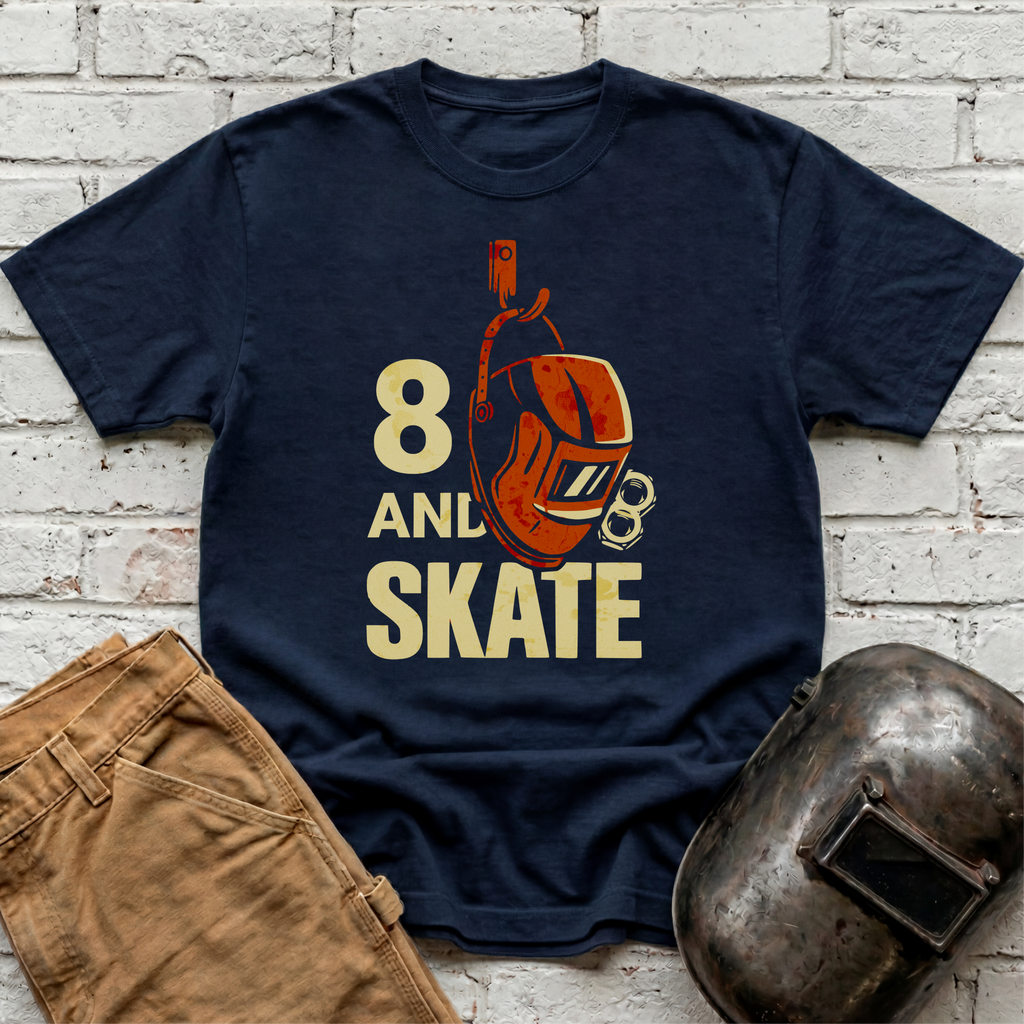 8 and SKATE hanging hood T-shirt