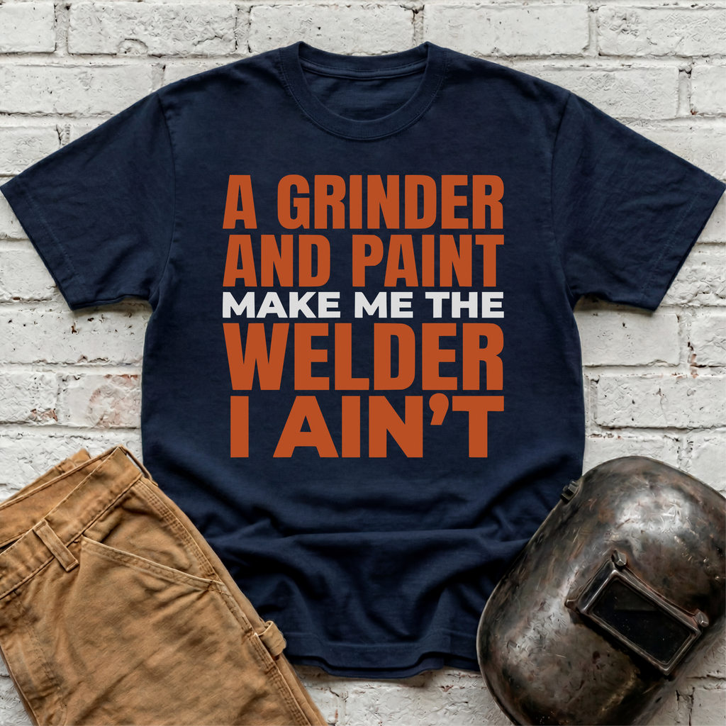 A Grinder and Paint text T-shirt