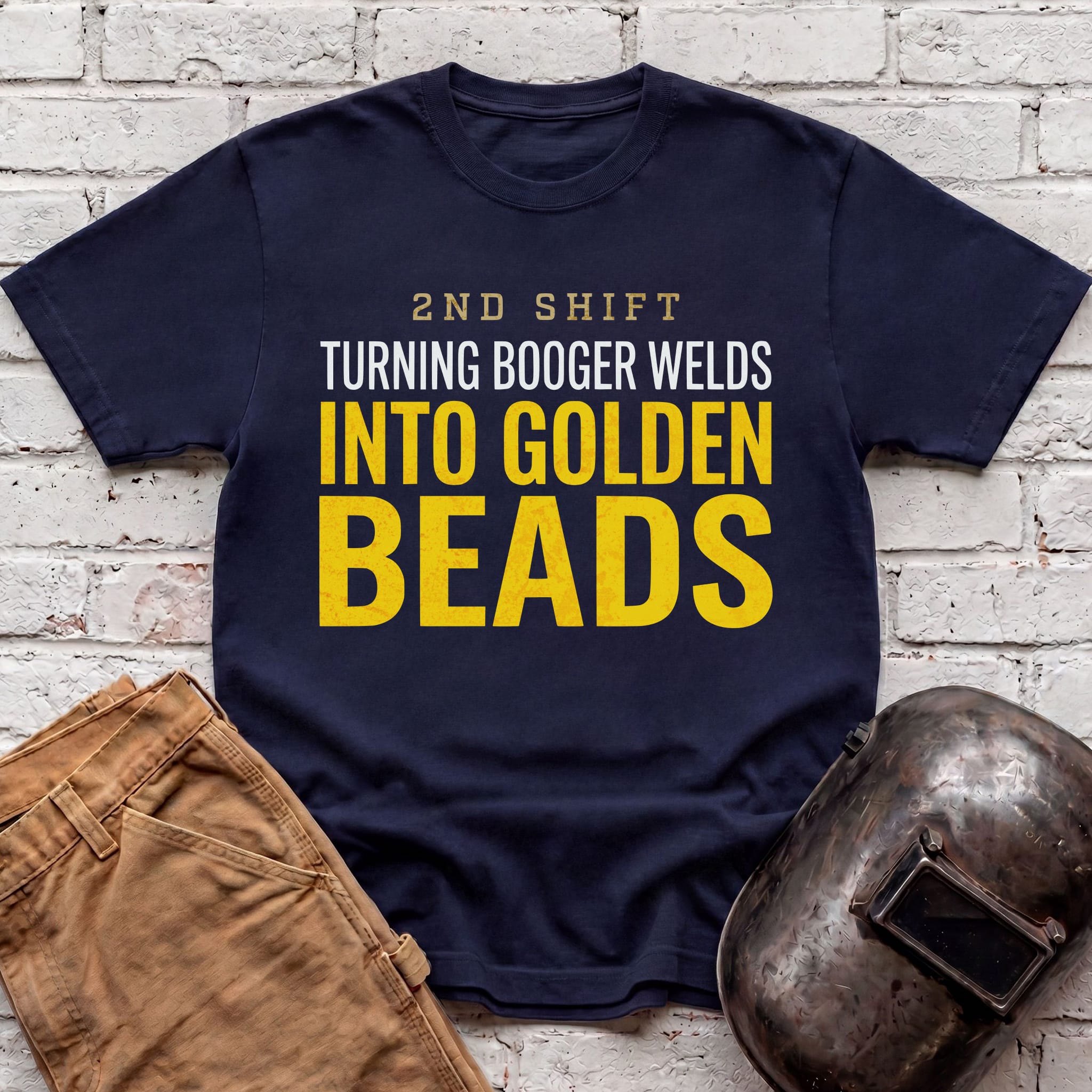 Booger Welds into GOLDEN BEADS T-shirt
