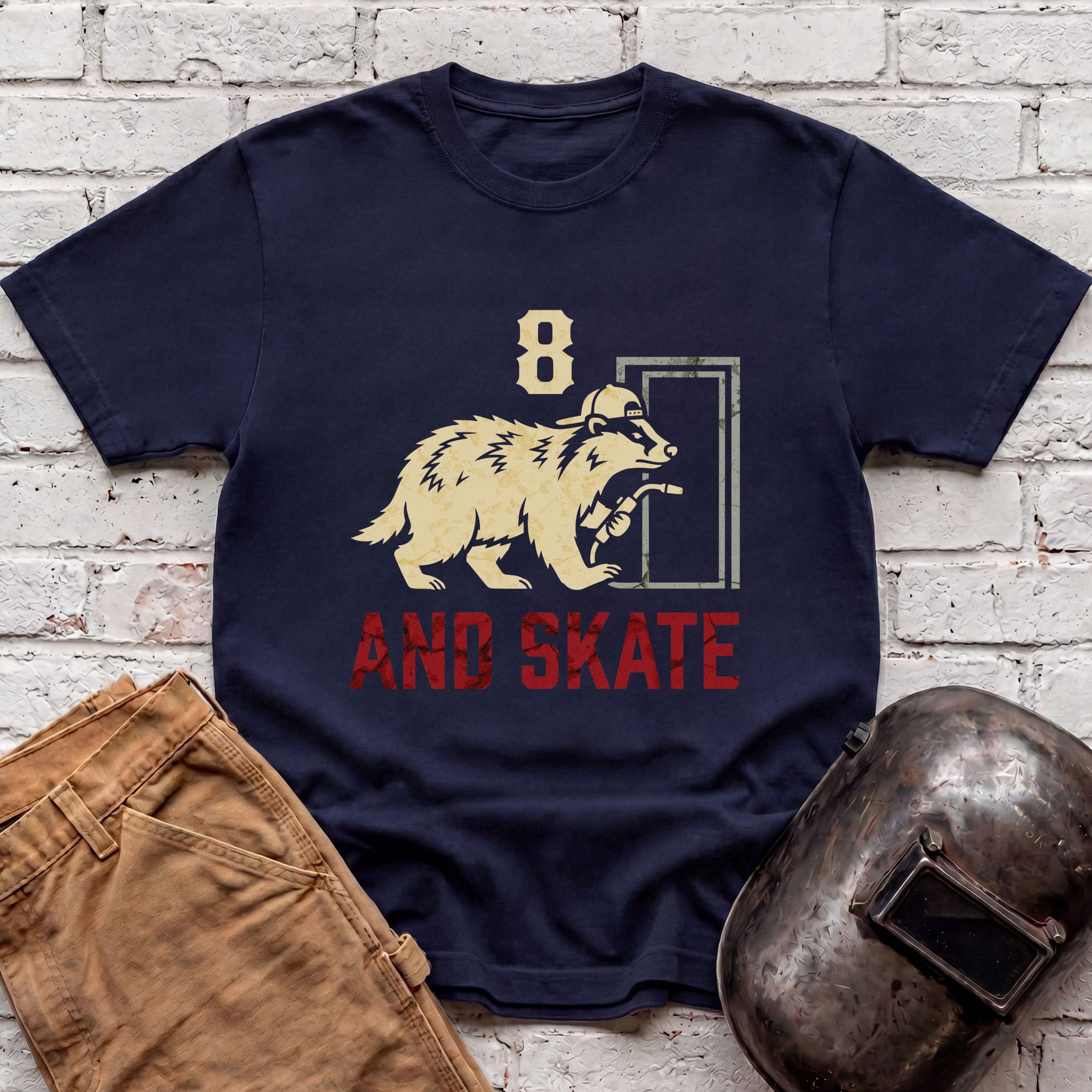 8 AND SKATE badger T-shirt