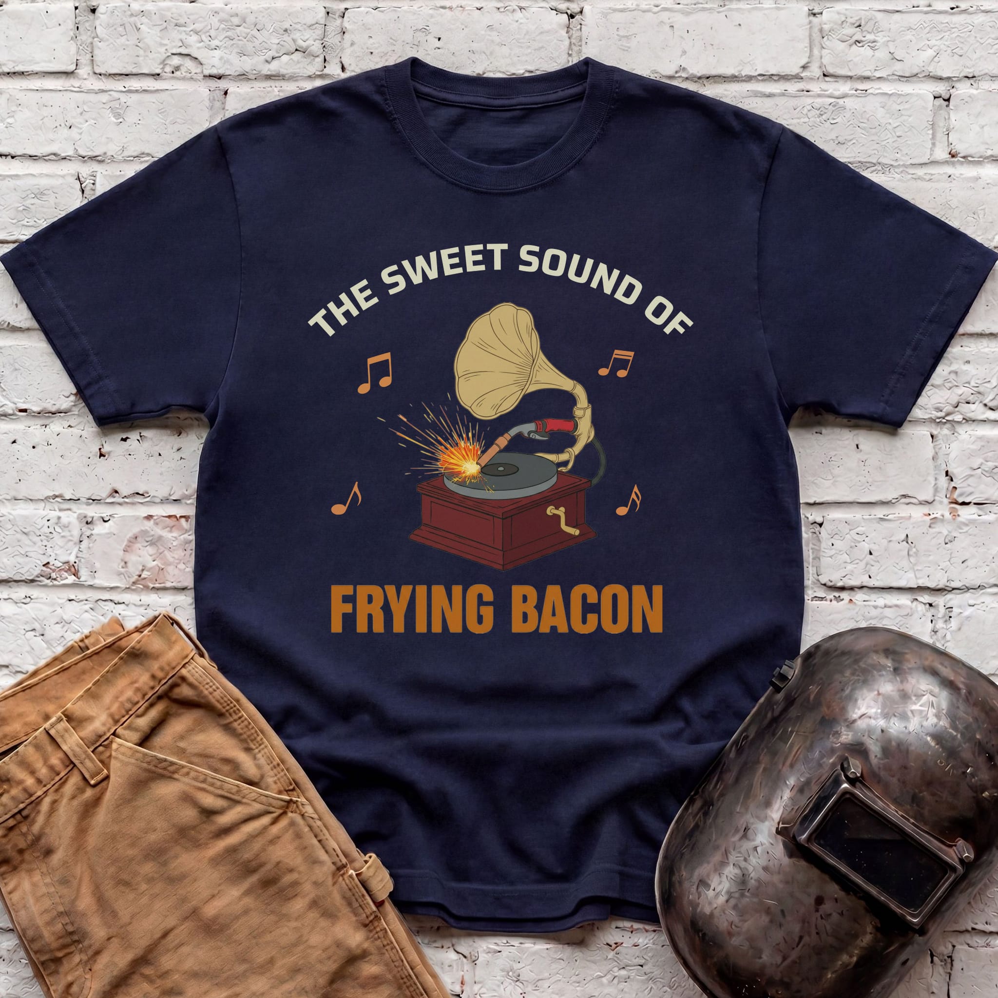 Gramophone Frying Bacon T-shirt