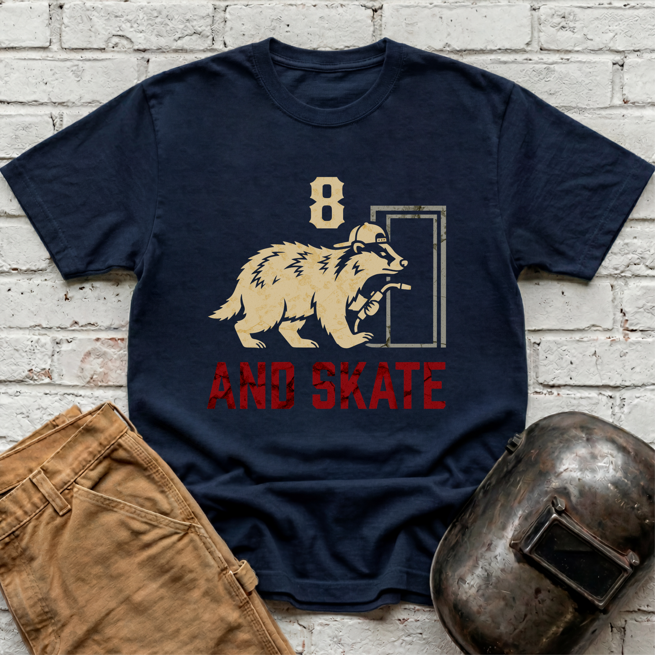 8 AND SKATE badger T-shirt