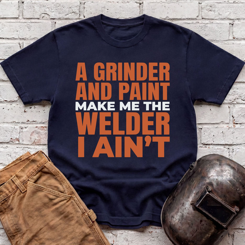 A Grinder and Paint text T-shirt