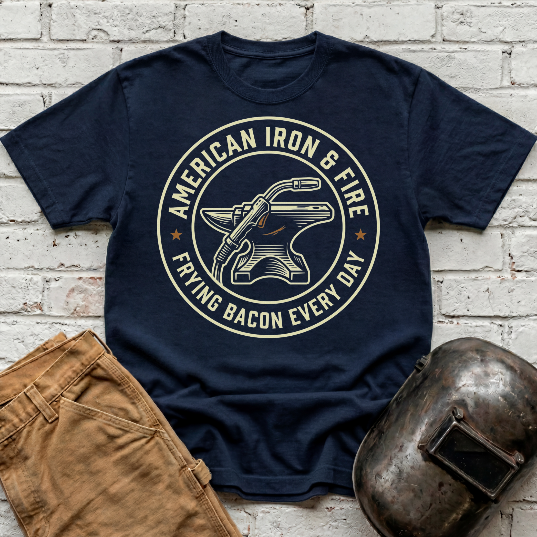 American Iron FRYING BACON T-shirt