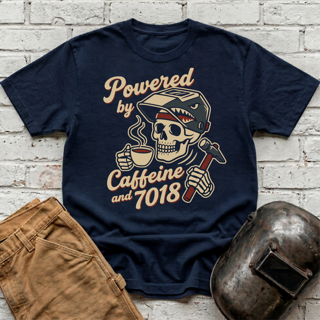 Powered By Caffeine And 7018 T-shirt