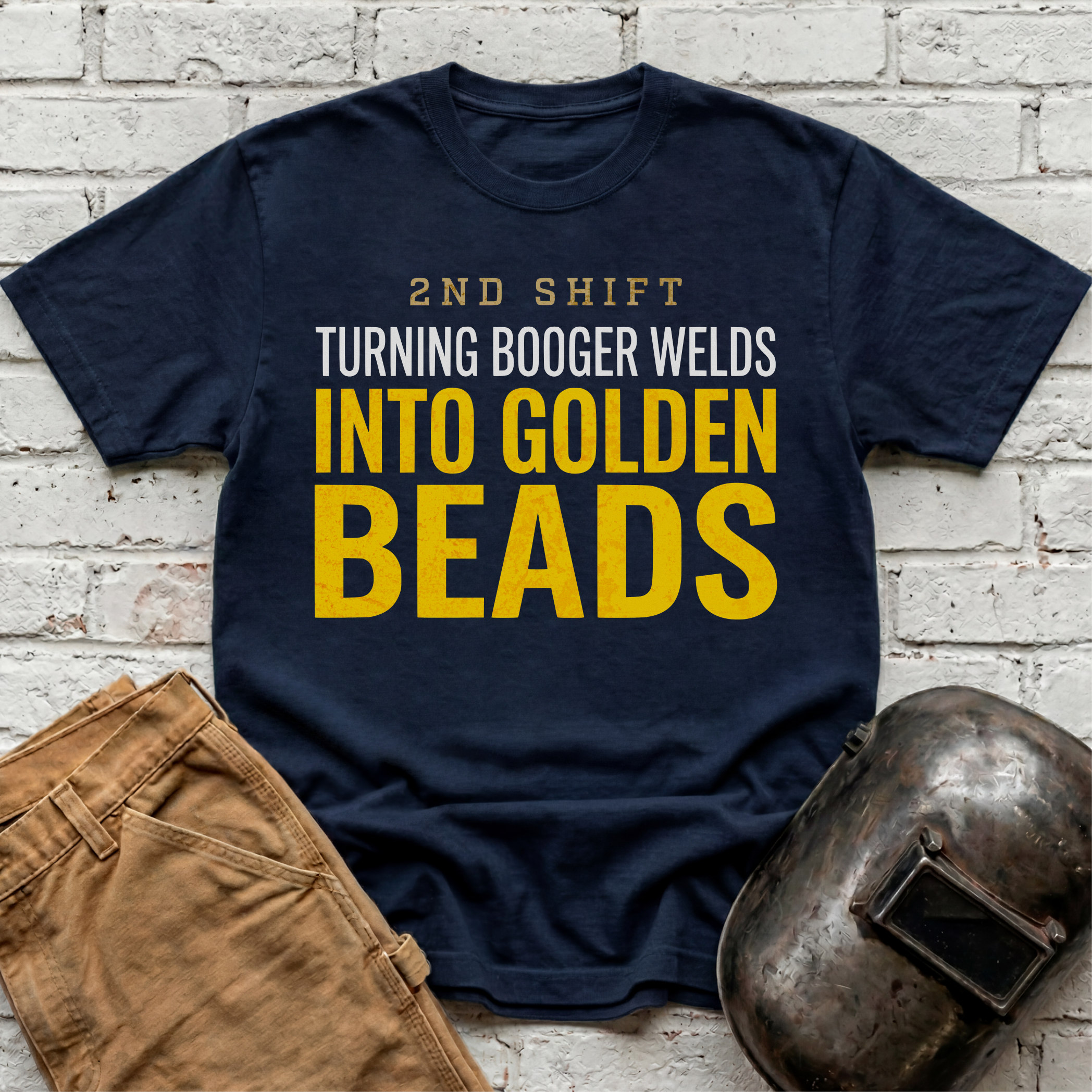 Booger Welds into GOLDEN BEADS T-shirt