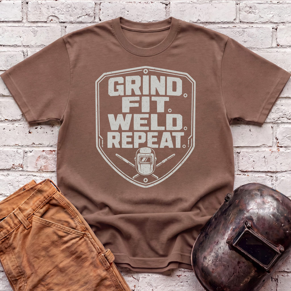 Grind. Fit. Weld. Repeat. T-shirt